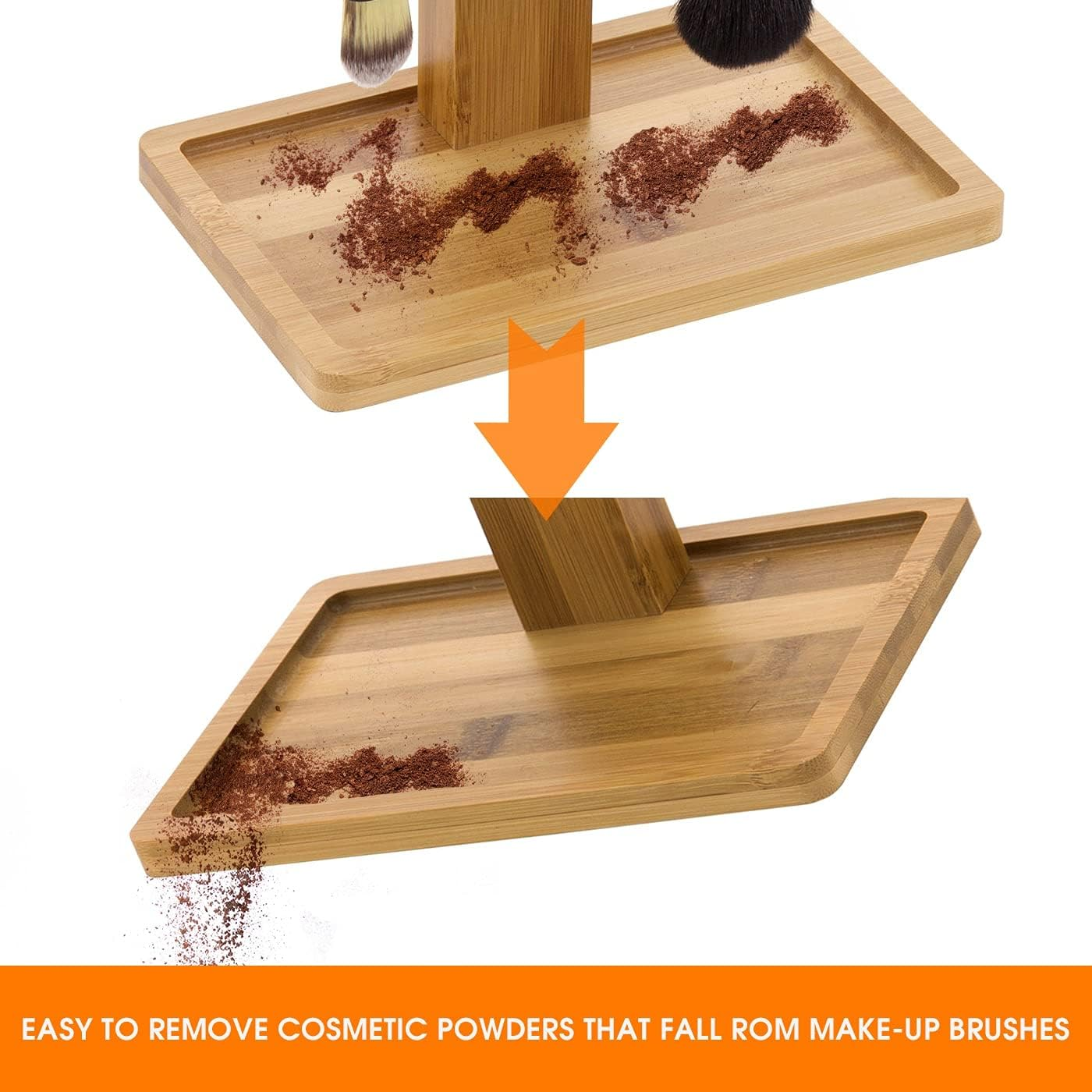 Jackcubedesign Bamboo Brush Makeup Cosmetic Air Drying Rack Tower Acrylic Folding Brushes Dryer Holder Display Organizer Tower Stand Support Tray(26 Holes 7.87 X 5.12 X 6.3 Inches) ? :MK288B image number 6