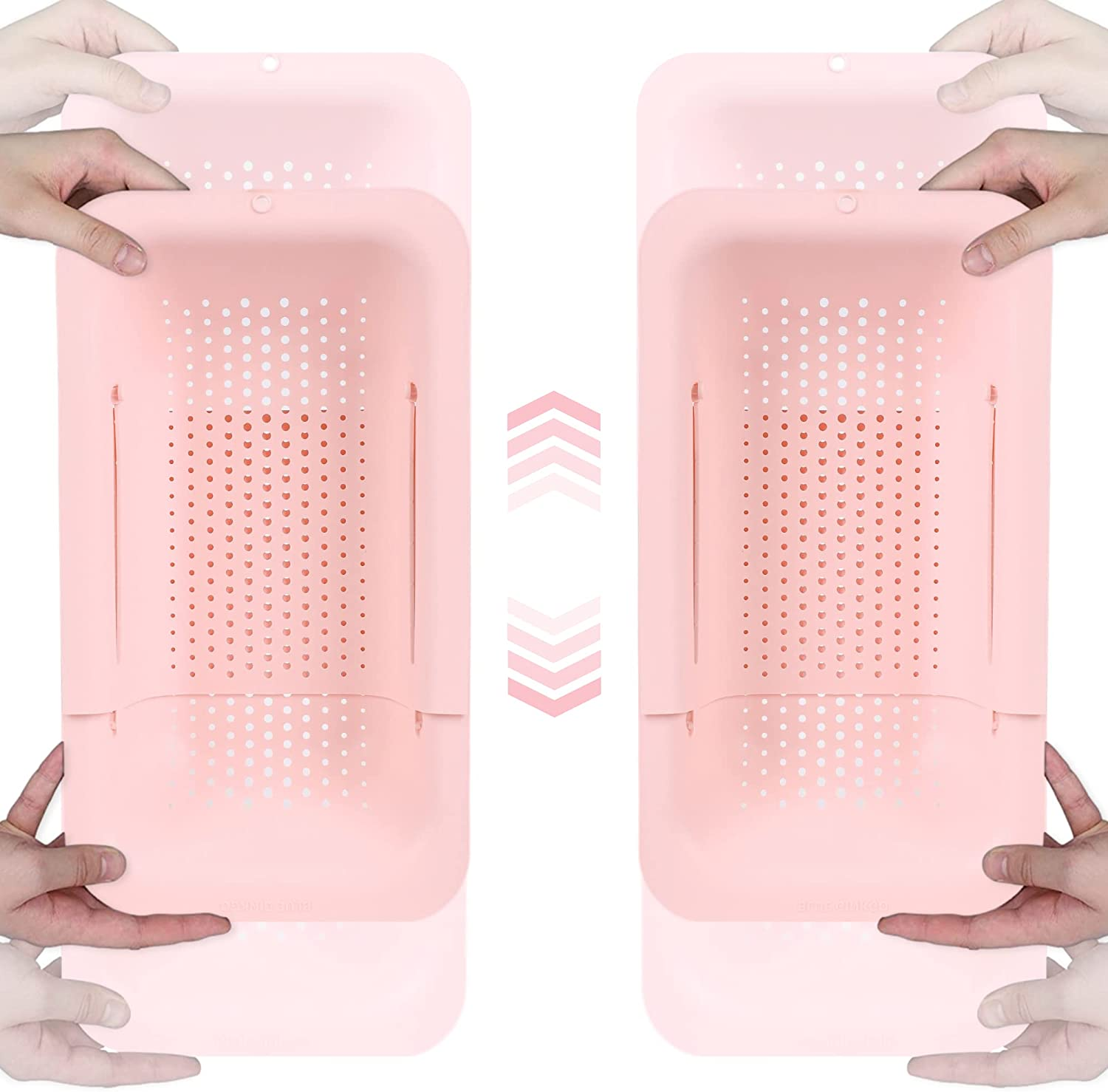 Blue Ginkgo over the Sink Colander Strainer Basket - Wash Vegetables and Fruits, Drain Cooked Pasta and Dry Dishes - Extendable - New Home Kitchen Essentials (7.9W X 14-19L X 2.75H) - Gray