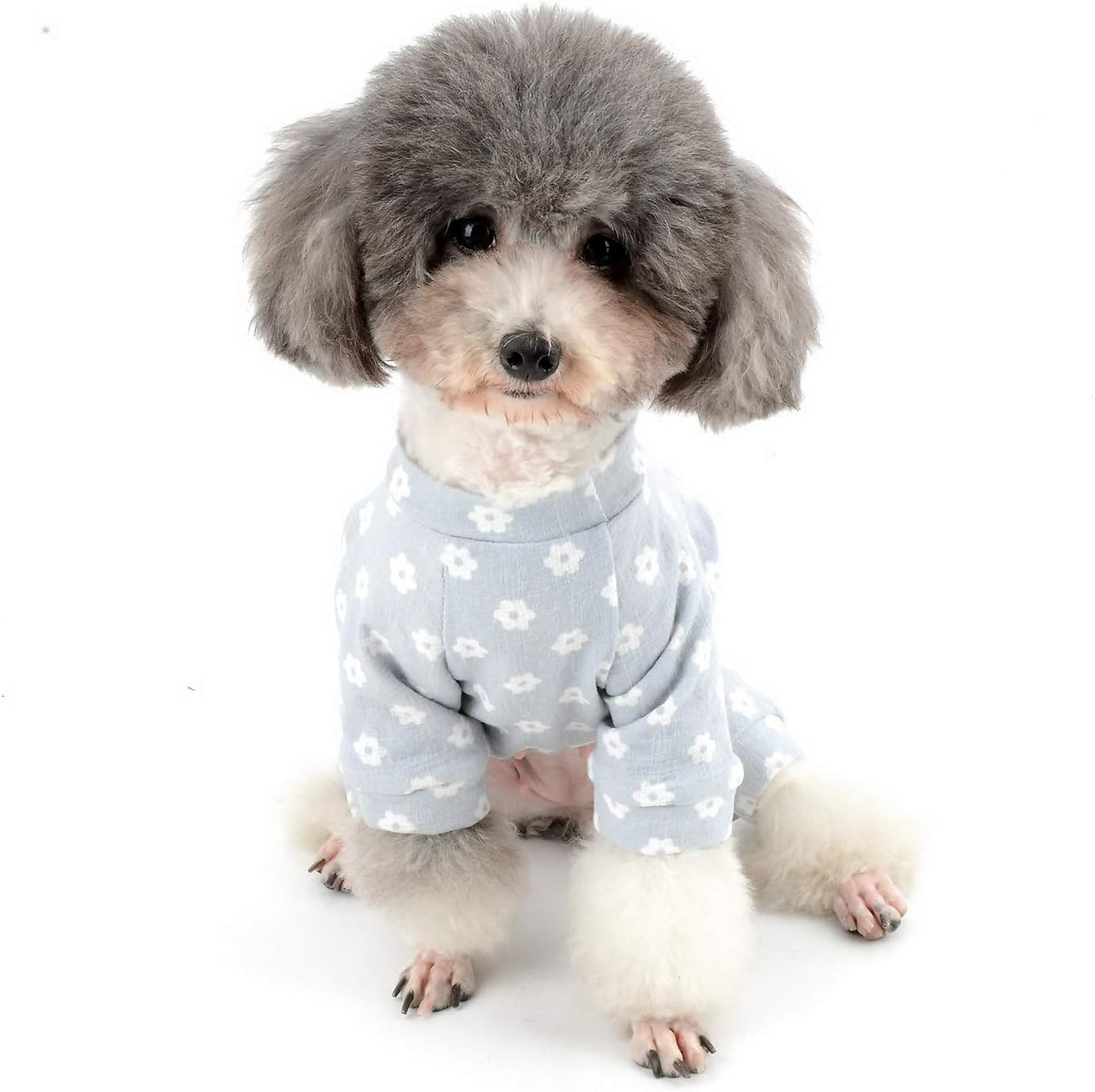 ZUNEA Small Dog Daisy Jumpsuit Pajamas Adorable Cotton Overalls Pjs Puppy Sleeping Clothes Shirt with Pant Pet Doggie Cats Four Legs Pyjamas for All Season Blue M image number 6