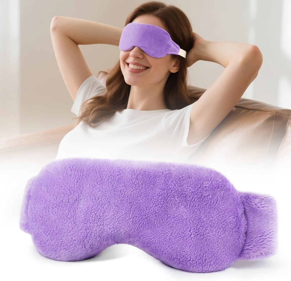 Microwave Moist Heated Eye Mask for Dry Eyes, Moist Eye Warm Compress for Dry Eye Therapy Mask with Flaxseed, Work with Relieve Dry Eyes, Blepharitis & Stye Eye Treatment (Purple)