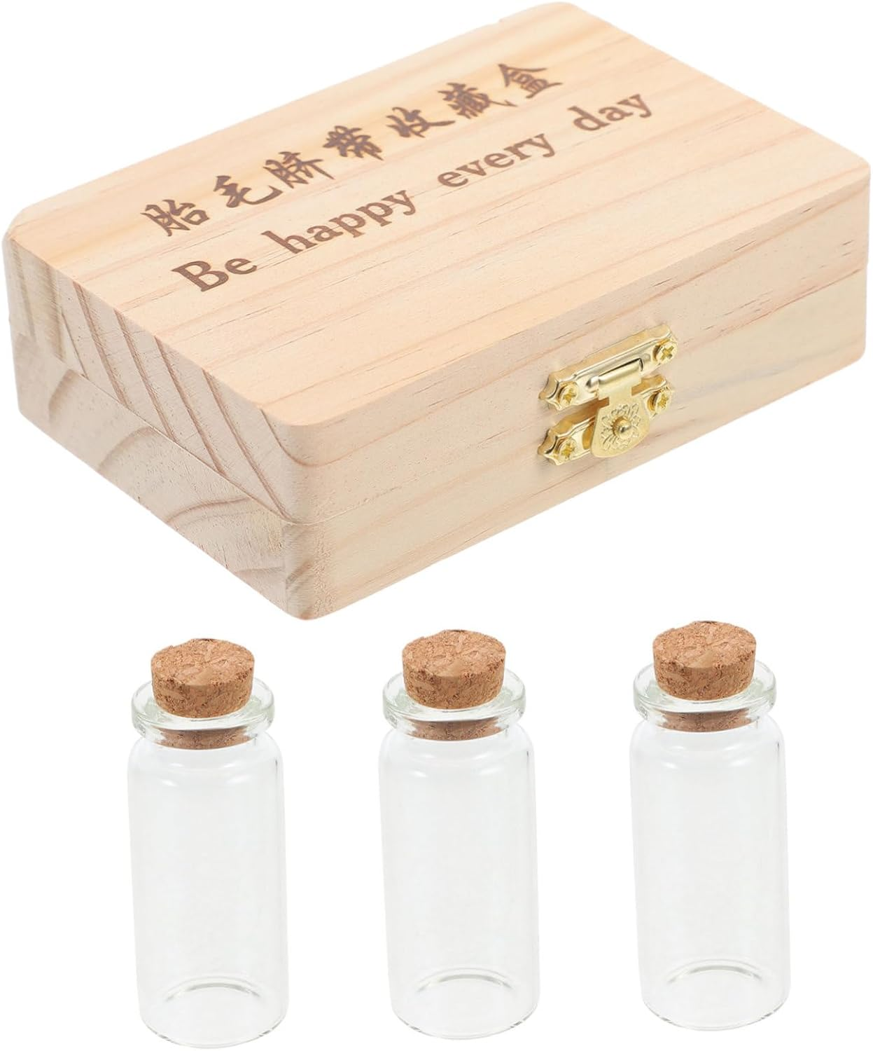 Wooden Storage Box for Teeth Preservation Fetal Hair Collection Box Souvenir Storage Bottle for Boy Girl Keepsakes image number 1