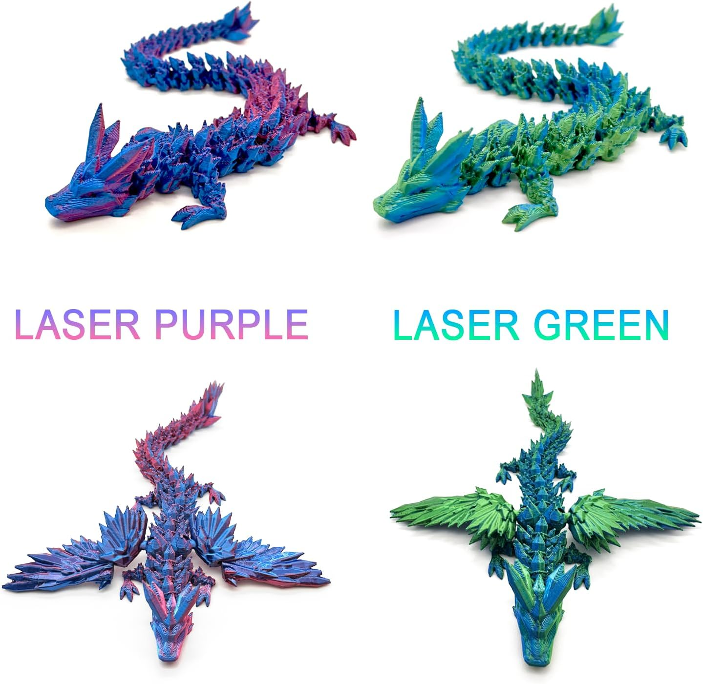 3D Printed Dragon, 3D Printed Dragon with Wings, 3D Printed Dragon Eggs with Dragon Inside, Dragon Fidget Toy, Articulated Crystal Dragon in Egg, Home Office Decor(Purple) (Dragon-Purple)