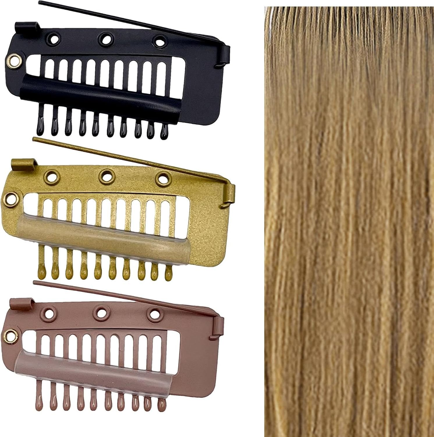 Chunni Dupatta Clip with Safety Pins | Hair Chunni Clips with Safety Pins | Strong Chunni Clip | Easy to Use Hair Extension Clips | Wig Clips for Hair Extensions for Women - 3Pcs/3 Colors image number 5