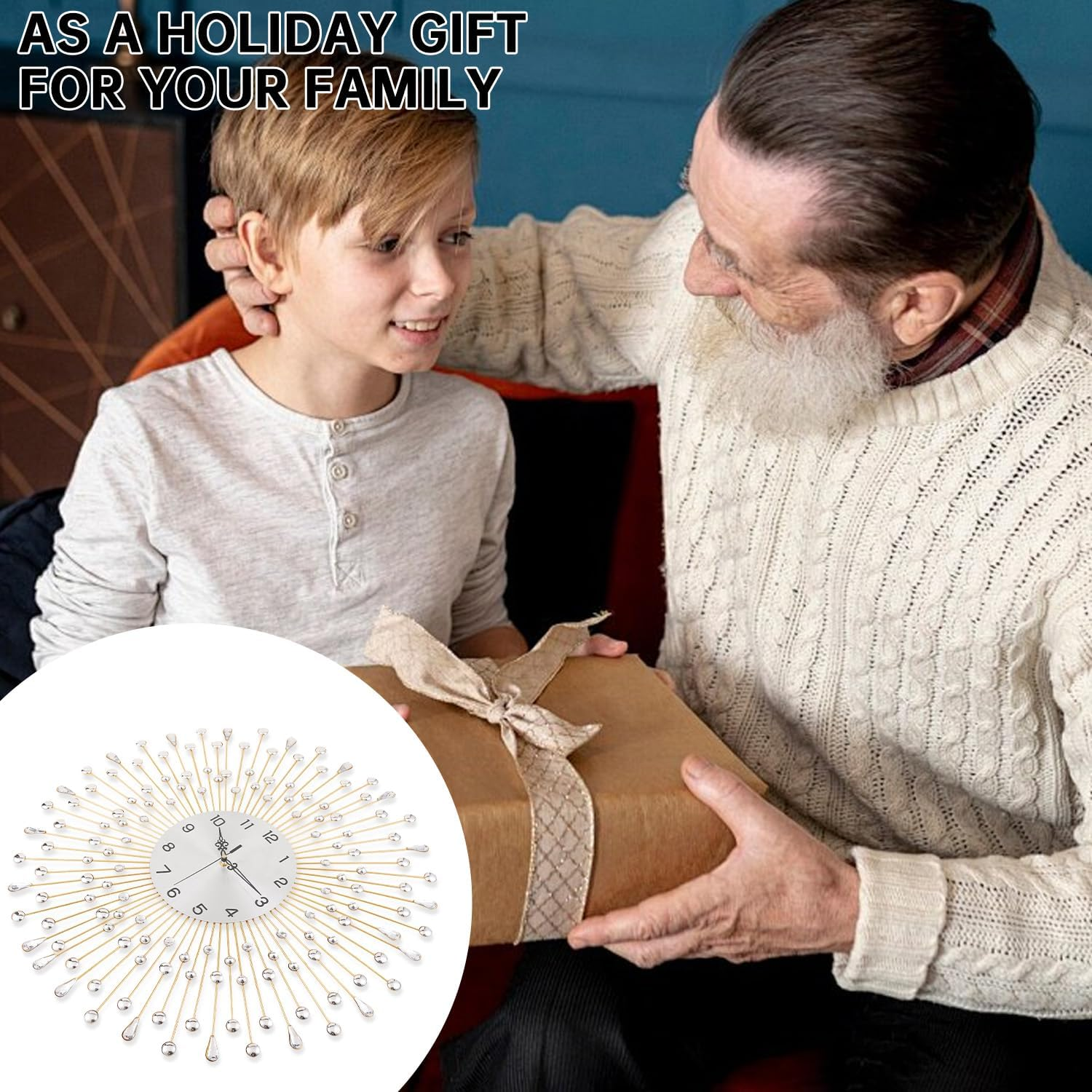 Large Wall Clock Decorative with Dazzling Crystals, Battery Operated Modern Elegance, Metal Wall Clocks for Living Room & Bedroom Decor, Exquisite Kitchen Decoration Clock 20 Inch Sm888-50Diy