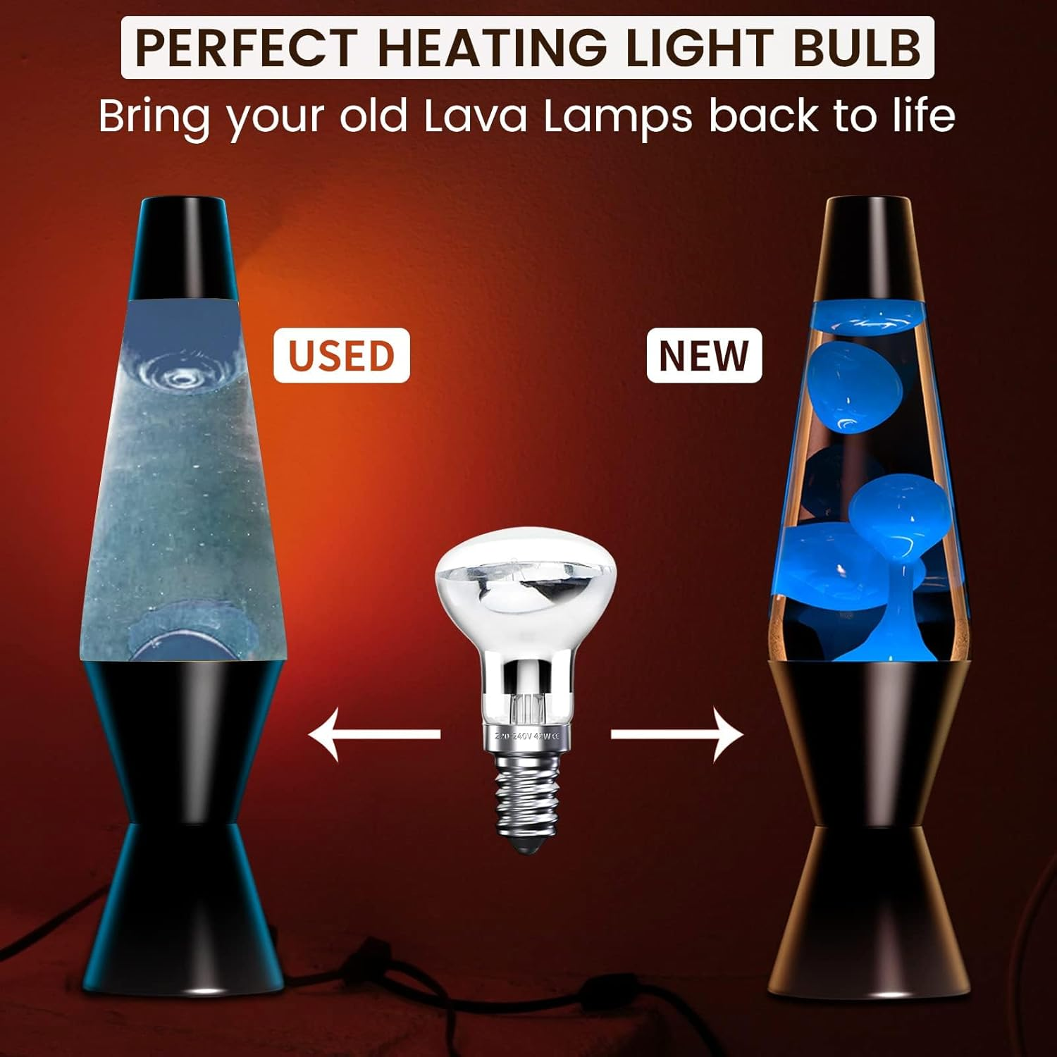 Brightark R39 E14 40W Lava Lamp Bulbs, Small Edison Screw SES Reflector Spot Lava Lamp Bulbs, Warm White 2800K Energy Saving R39 Spotlight Halogen Bulbs Dimmable (2 Pcs) image number 1