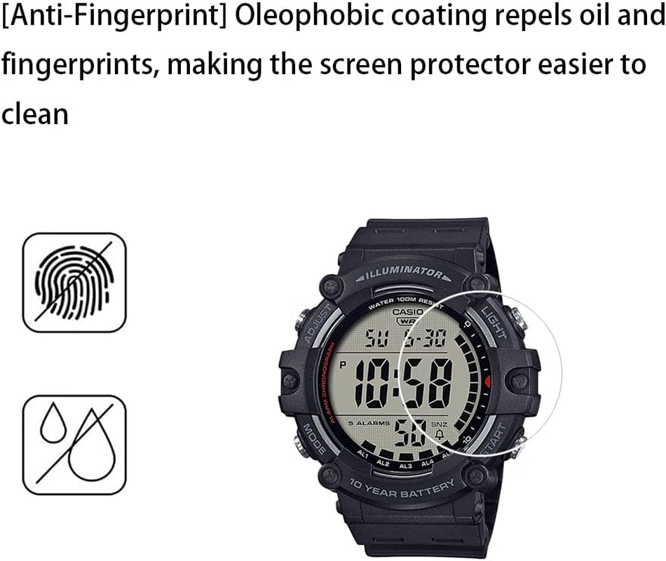 Screen Protector Compatible with Casio AE-1500WH AE-1500, [9H Hardness] [Anti-Scratch] [Anti-Fingerprint] Tempered Glass Screen Protector Crystal Clear [Pack of 2] image number 5