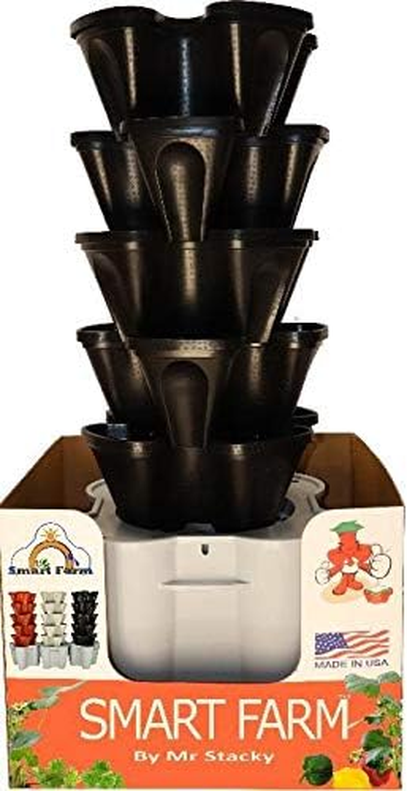 Solar - Smart Farm Hydroponic Tower Garden - Mr Stacky Australia (Black) image number 1