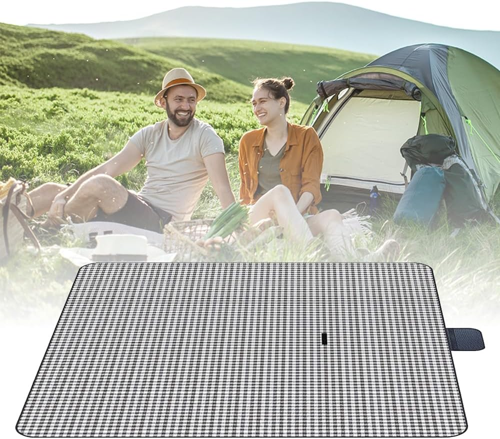 Picnic Blanket Waterproof Extra Large, Foldable Beach Mat Portable Picnic Rug, Multi-Purpose Camping Rug, for Garden, Balcony, Backyard, Beach (Blue, 200X200Cm) image number 3