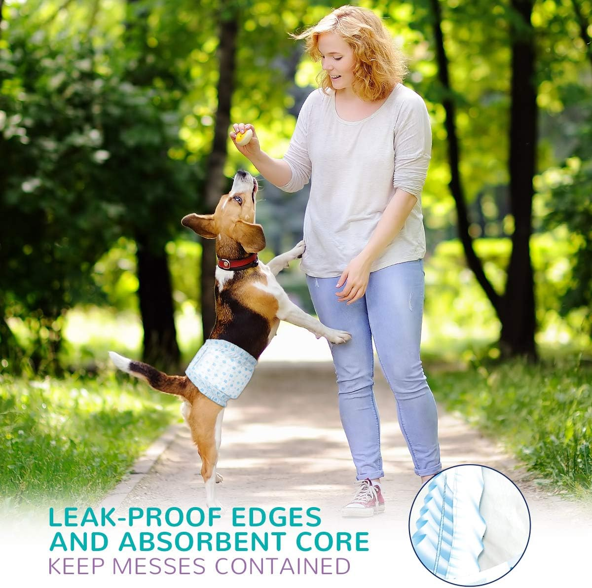 Flying Paws Small Male Dog Diapers - Absorbent Belly Bands (Pack of 52) for Male Dogs with Leak Protection, Excitable Urination, Incontinence, or Male Marking image number 5