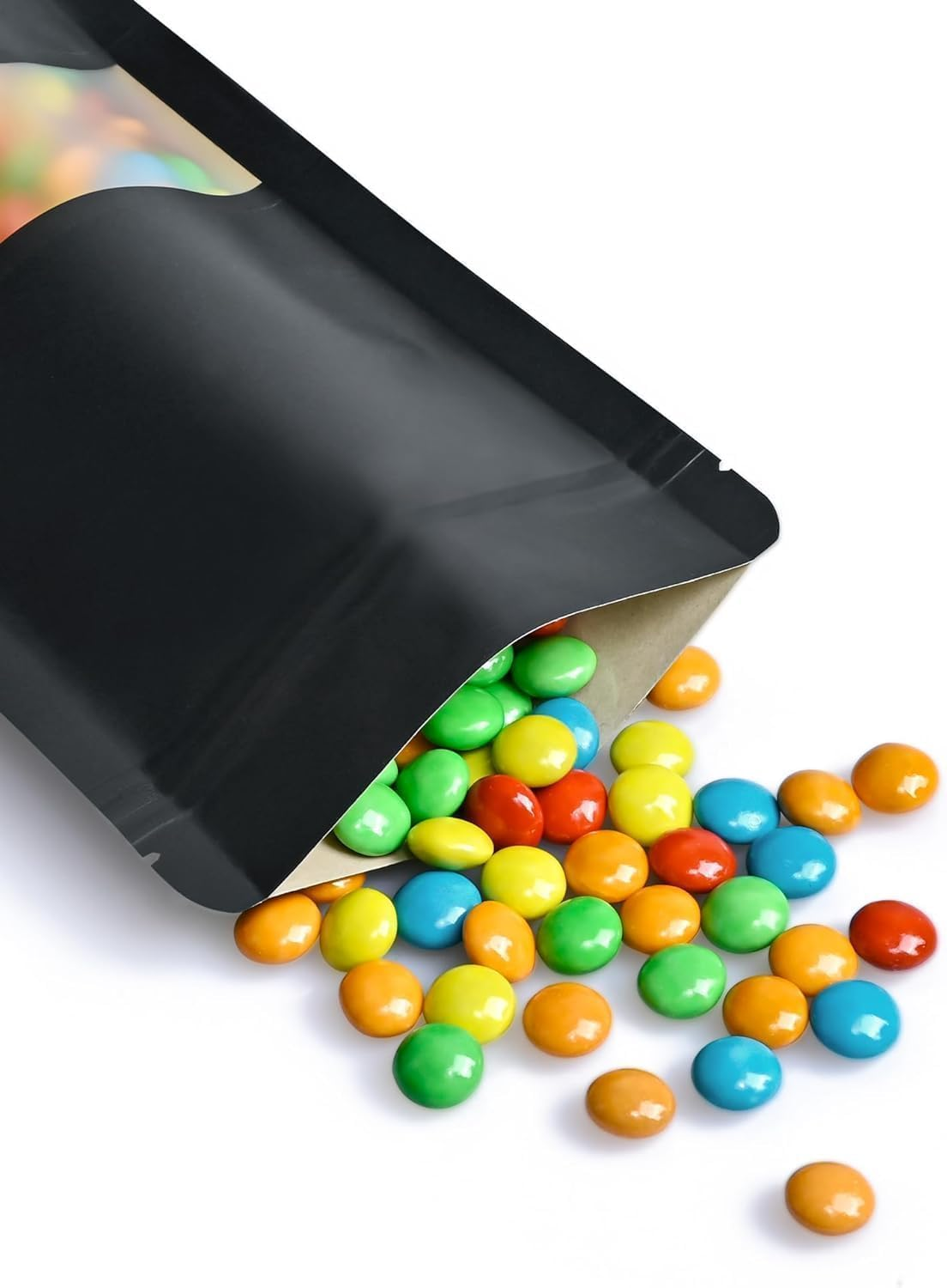 100/50 Pcs Resealable Bags Stand up Black Kraft Paper Bags with Matte Window, Zip Lock Food Storage Bags for Packaging Products, Reusable, Sealable (Black/50Pcs, 10X15Cm) image number 6