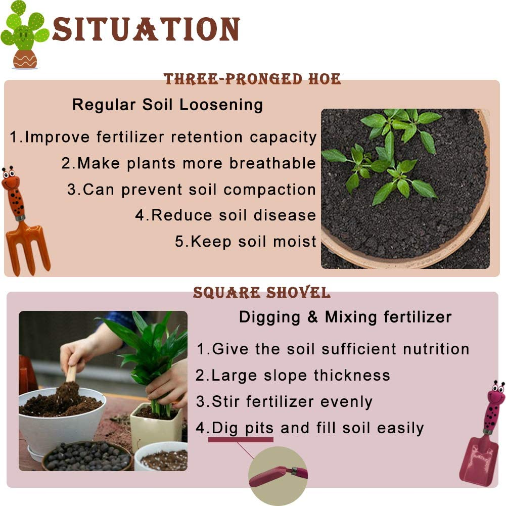 Kids Gardening Tools Set Metal Hand Shovel Mini Garden Tools for Kids, Safe Toy Gardening Tools for Soil Planting Digging Transplanting 4 Pieces image number 1