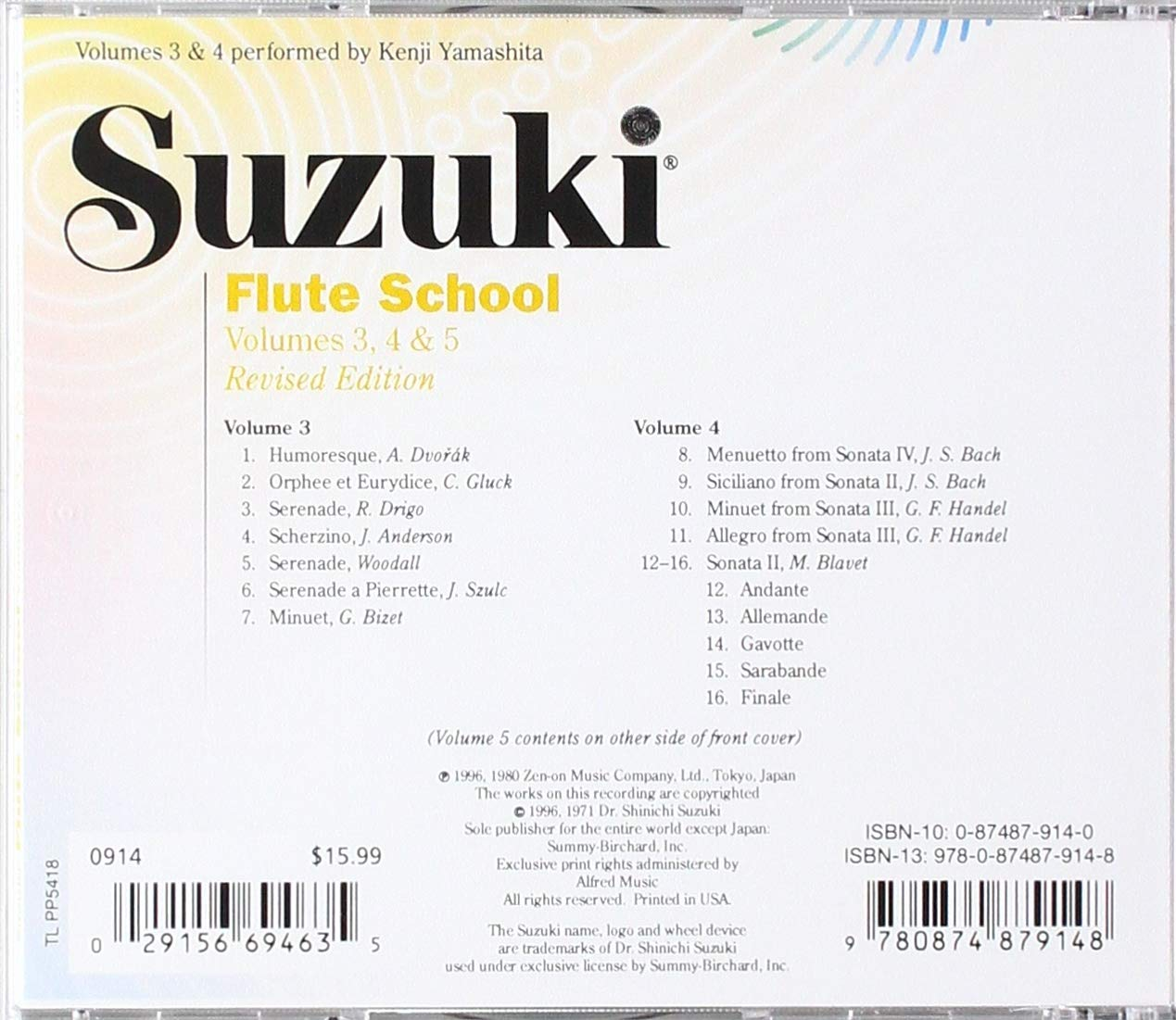 Suzuki Flute School CD, Volume 3, 4 & 5 (Revised) image number 1