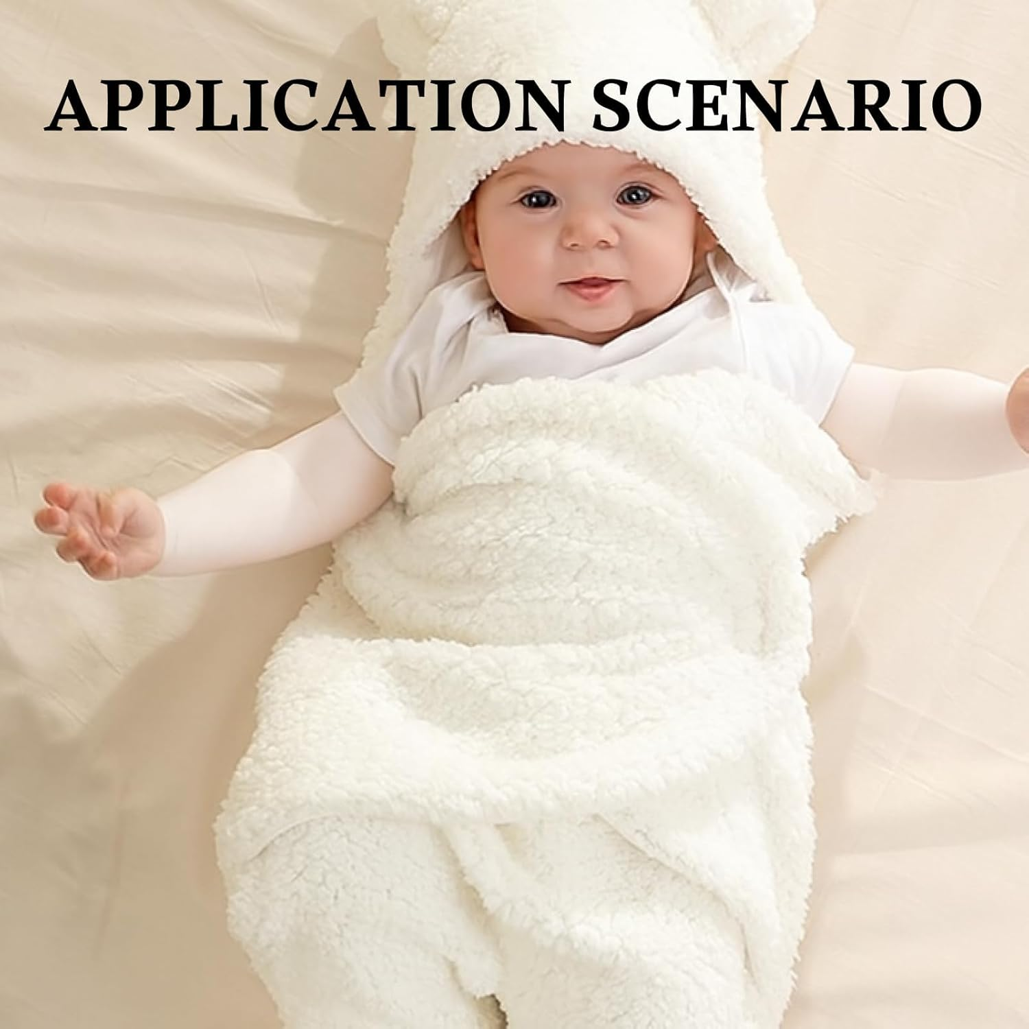 Lapetwbn Ultra Soft Plush Baby Swaddle Blanket for Newborns, Hypoallergenic Cashmere-Like Receiving Wrap, White Unisex Nursery, Stroller Toddler Sack, Ideal Skin Baby Shower Registry image number 4