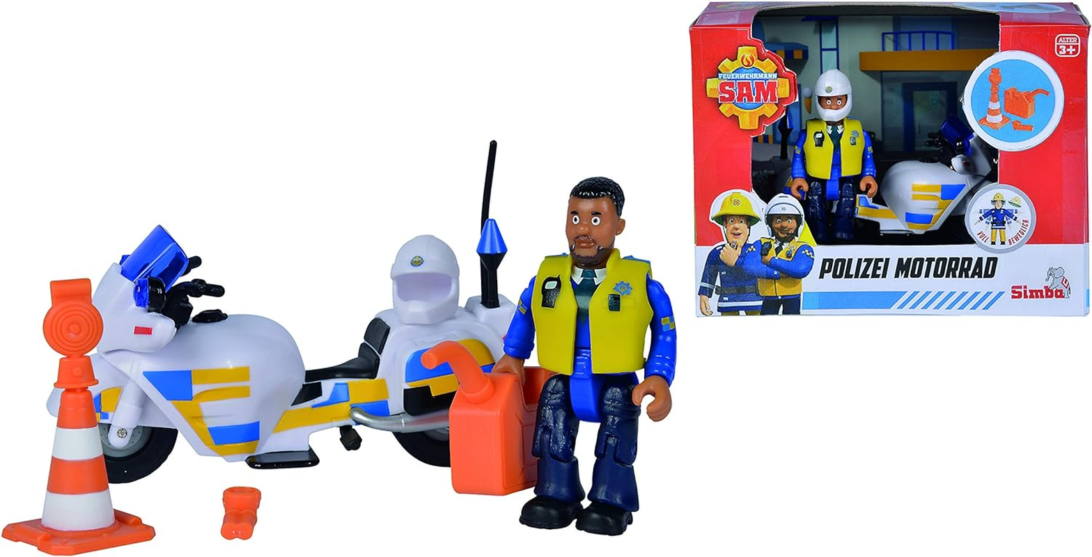 SIMBA.DICKIE.GROUP Fireman Sam Police Motorbike + 1 Figurine, Multicolored, 109251092002