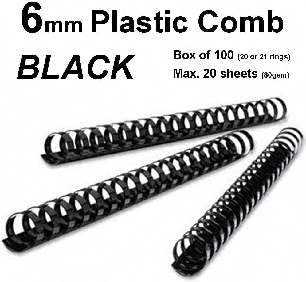 Jolygoods 6Mm Plastic Binding Combs - 20 or 21 Rings (Pack of 100) image number 1