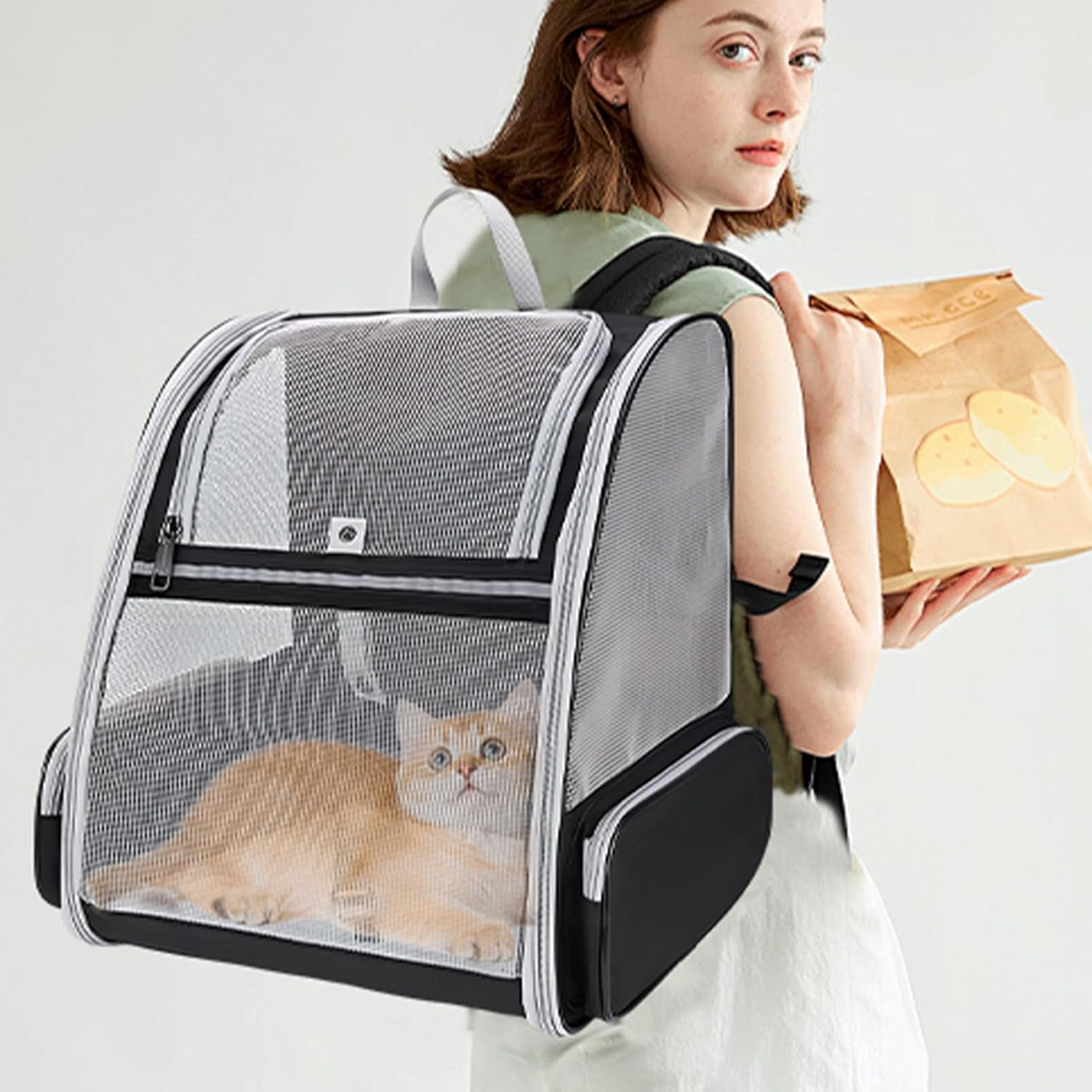 Cat Carrier Backpack, Pet Carrier Backpack for Small Pet Cat Dog Puppy Kitten, Dog Backpack Mesh Cat Bag Breathable Pet Carrier Bag for Hiking Travel Outdoor Walking image number 1
