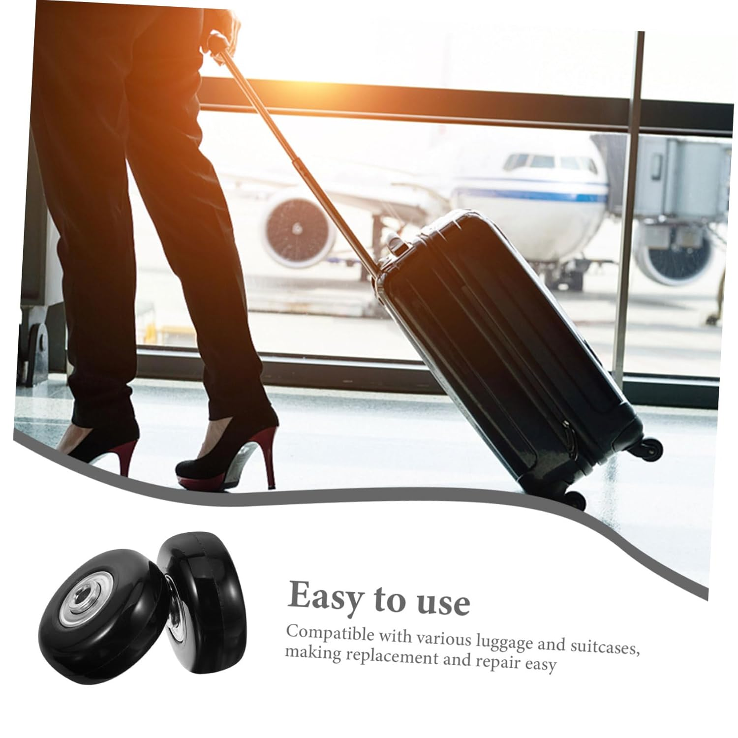 OKUMEYR 2Pcs Universal Replacement Luggage Wheels Rubber Casters 45X18Mm Small Suitcase Repair Kit for Travel Suitcases and Trolley Bags image number 2