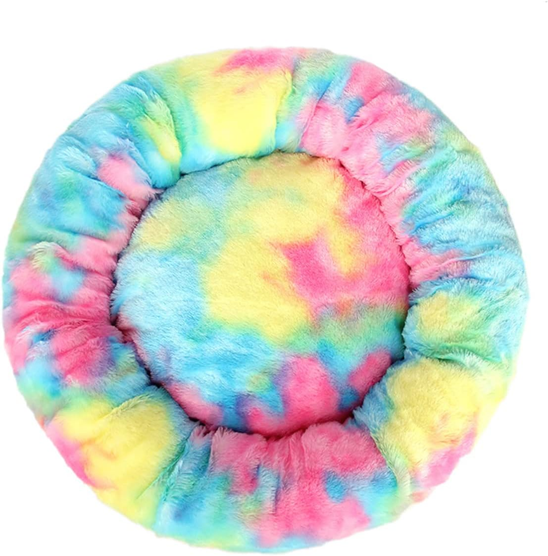Dog Bed Calming Dog Bed & Cat Bed, Anti-Anxiety Donut Dog Cuddler Bed, Warming Cozy Soft Dog round Bed, for Small Medium Dogs and Catsbrowndiameter20In