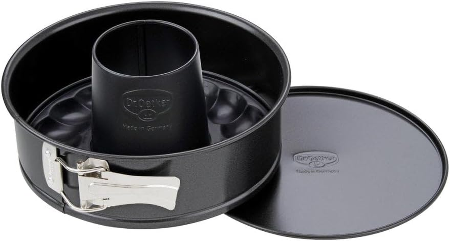 Dr. Oetker Springform Cake Tin with Flat Base and Tube Base Diameter 20 Cm, Cake Tin with Flat Base, round Baking Tin Made of Steel with Non-Stick Coating (Colour: Black), Quantity: 1 Piece image number 1