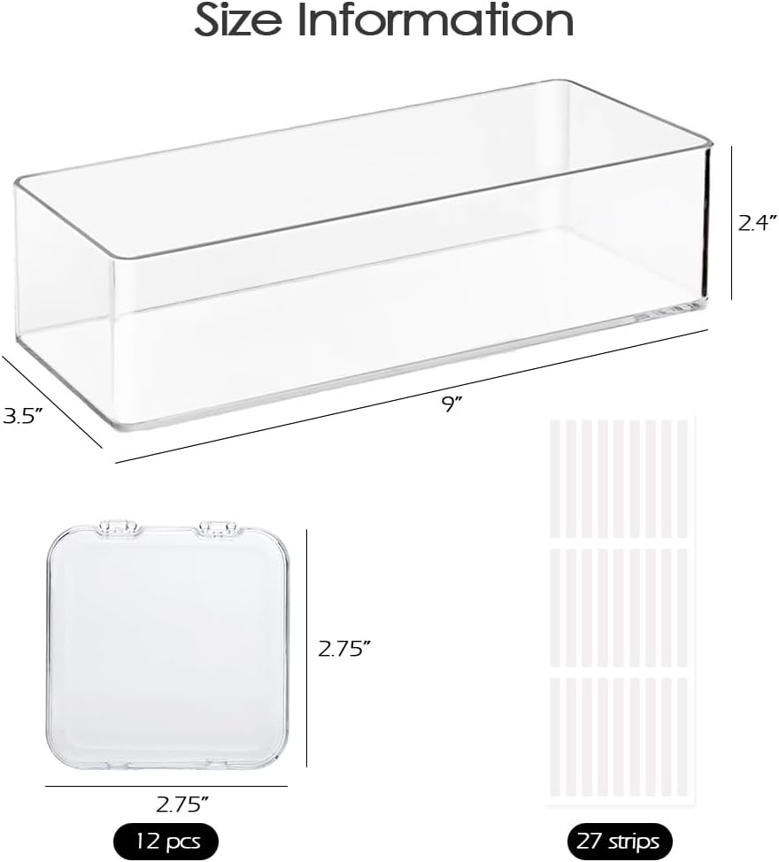 LUCKJUJU 12 Pcs 2.75" Press on Nail Storage Box Container False Nail Organizer Acrylic Display Case Packaging Box with Adhesive Double Sided Tape for Nail Art (Not Included Press on Nail) image number 3