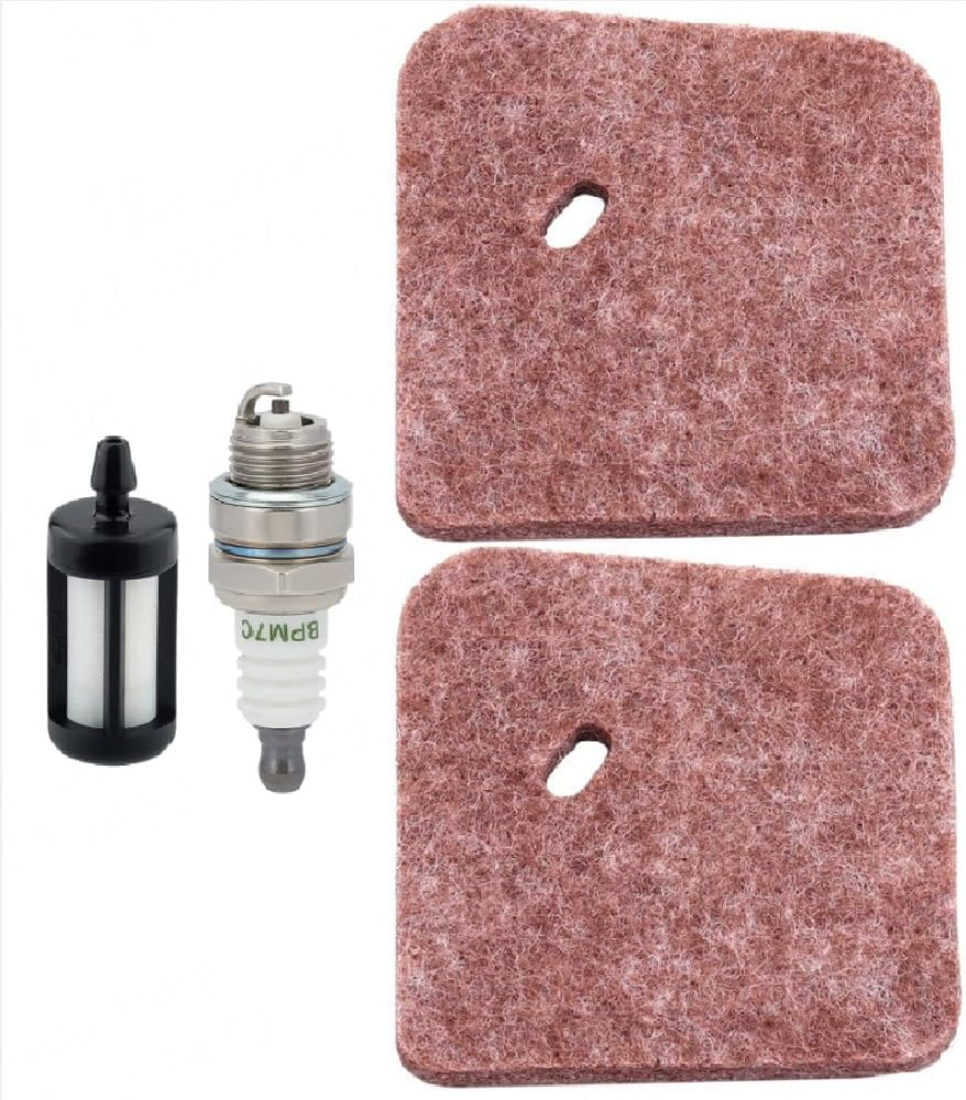 FS55R Tune-Up Kit 2Pcs Air Filter for STIHL KM55 KM55R FS55 FS38 FS45 FS46 FC55 HL45 HS45 FS55RC FS55CE FS55T KM55CE String Trimmer Weedeater Fuel Filter Spark Plug image number 1