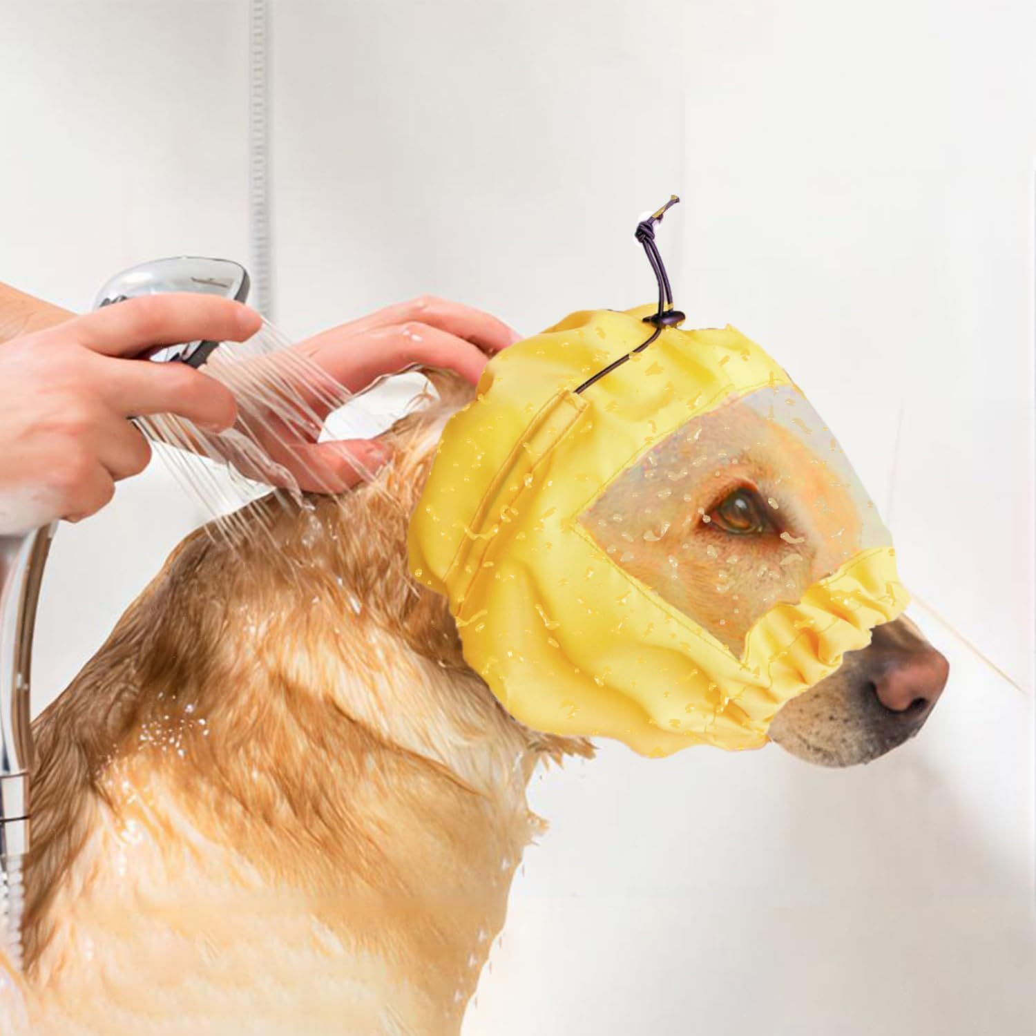 Dog Bath Cap Adjustable Waterproof Dog Ear Protection Bathing Cap Dogs Ears Headband Dogs Snood Rain Hat Dogear Covers for Bath Dogear Wrap for Show Rain for Puppy Pets Bath Protector (Yellow, 1 Pc) image number 1