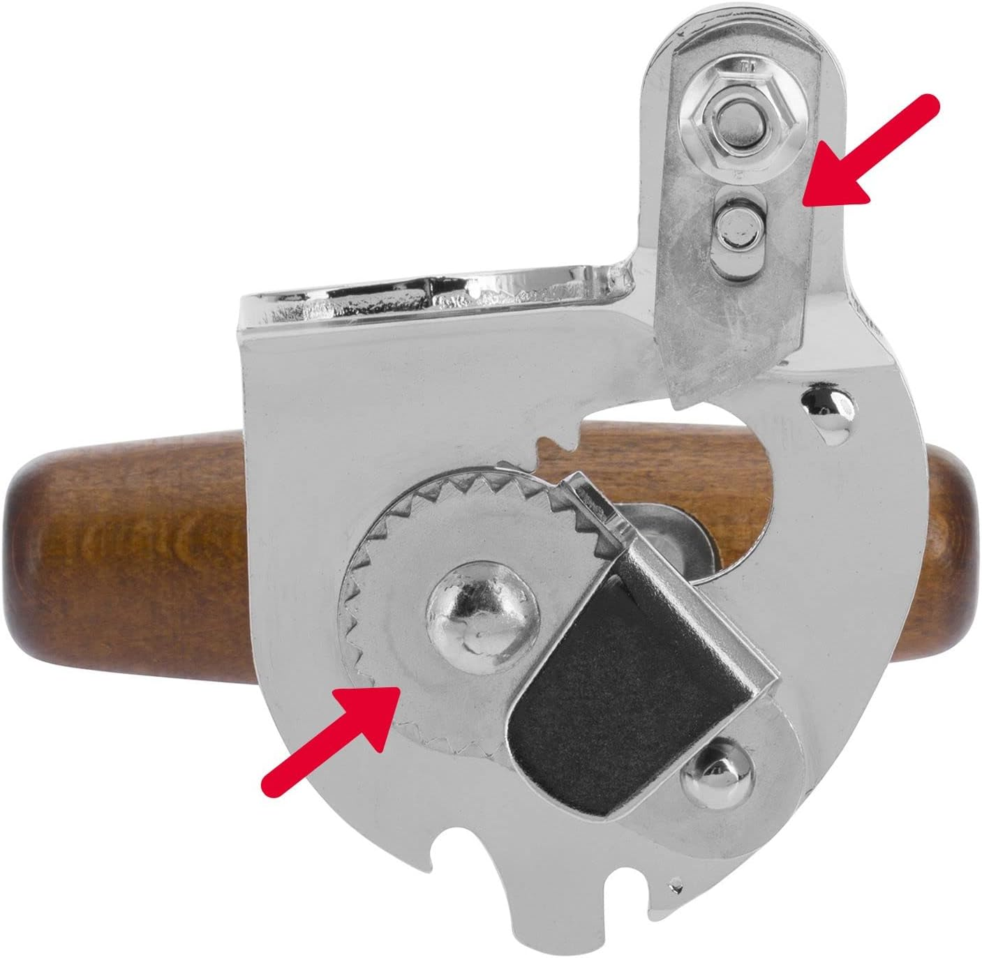 Westmark Set of 3: 1 Professional Can Opener Titanium + 1 Spare Blade + 1 Spare Drive Wheel, Steel/Wood/Steel Lacquered, Silver/Brown/Black, 122422E6 image number 6