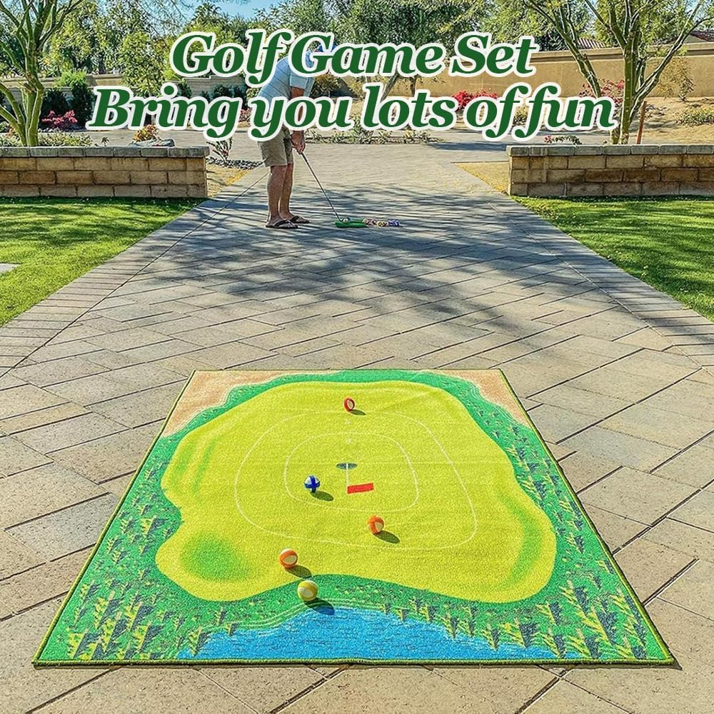 Golf Chipping Game Mat Set, Golf Chipping Practice Mat with Golf Ball, 47" X 70" (120Cm X 180Cm) Golf Game Outdoor Indoor Hitting Mat for Home Backyard Playground (No Clubs) image number 4