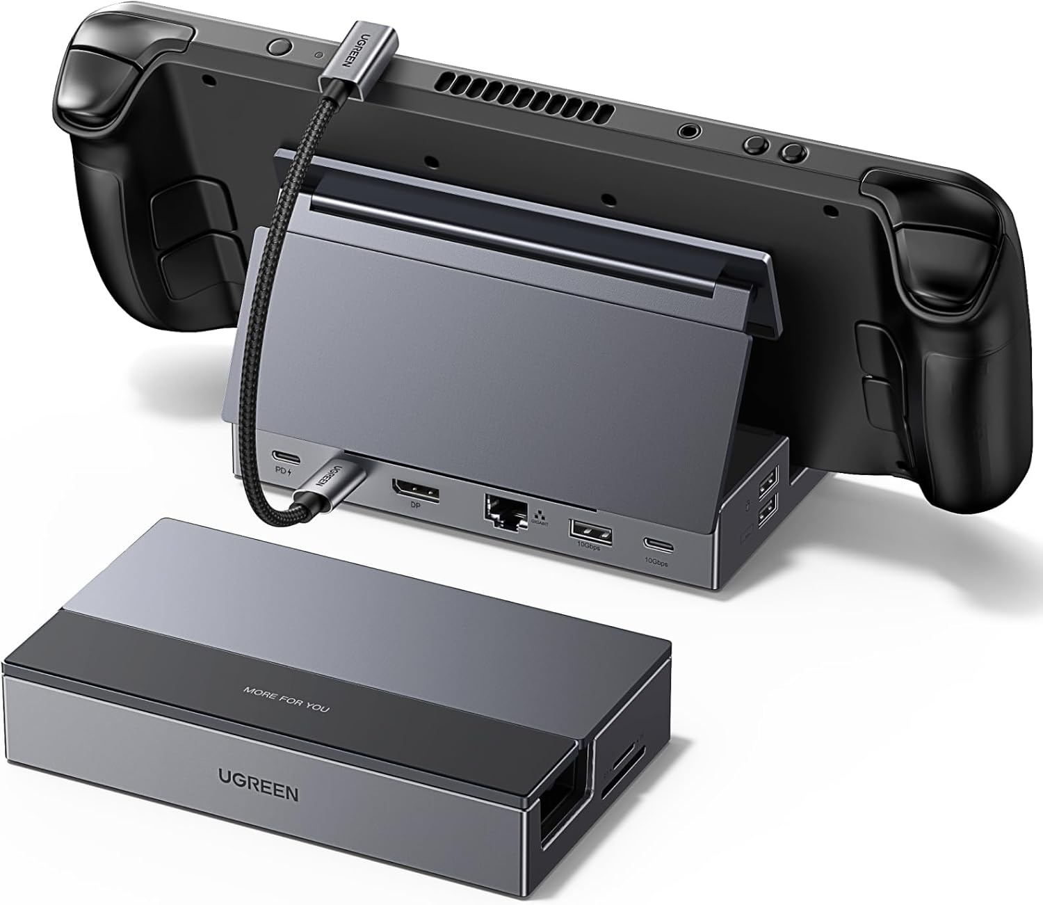 UGREEN Steam Deck Dock 9-In-1 with 4K@120Hz Displayport, Adjustable& Foldable Stand, 100W PD, 10Gbps Type A&C Data, Ethernet, SD/TF Docking Station for Steam Deck OLED, ROG Ally X, Legion Go, MSI Claw image number 5