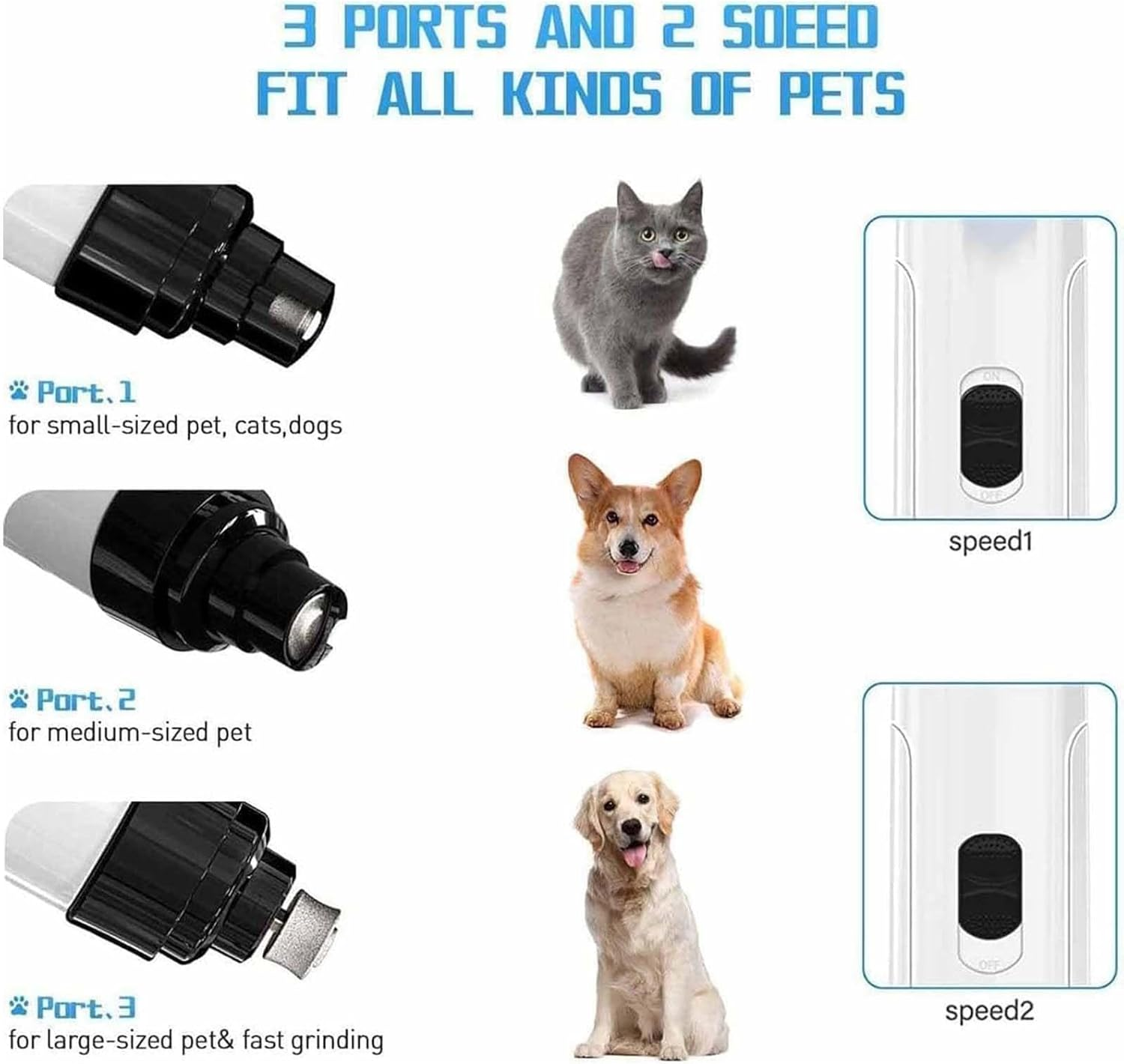 Heusom Silent Grind Pro for Dogs, Heusom Silent Groom Pro Dog Nail Trimmer, Pet Nail Grinder, Super Quiet Pet Claw Grooming Tool for Cats and Dogs (Standard+2* Head) image number 3