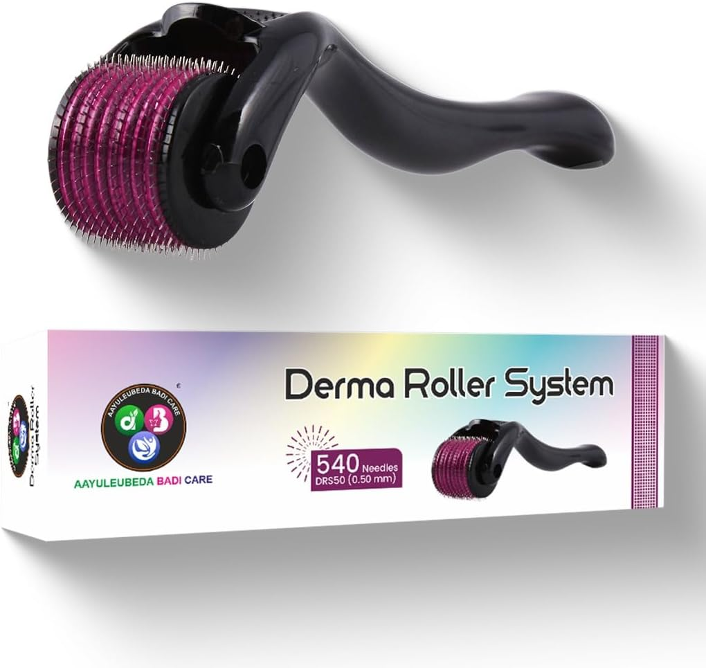 ABC Derma Roller System for Hair Growth 0.50 Mm with 540 Titanium Needles | Efficient System for Anti-Agening Skin Regenaration, Repairs Damaged Hair, Activates Hair Follicles| Easy to Use, Black image number 2