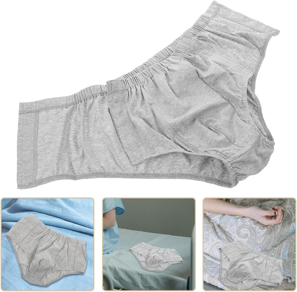 FOMIYES Adaptive Men'S Tearaway Briefs for Rehabilitation | Easy Open Fracture Underwear | Comfortable Buckle Design | Ideal for Incontinence Care - Grey L Size