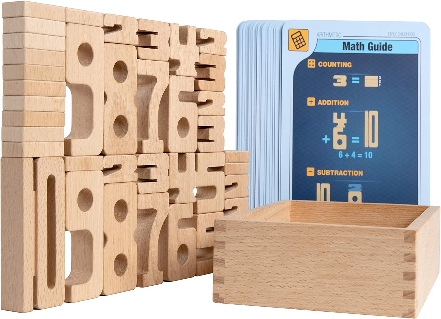 Sumblox Mini (Starter Set) - 38 Mini Math Building Blocks, STEM Solid Wood Educational Numbers. Includes Wooden Box, and 36 All-New Activity Cards. image number 3