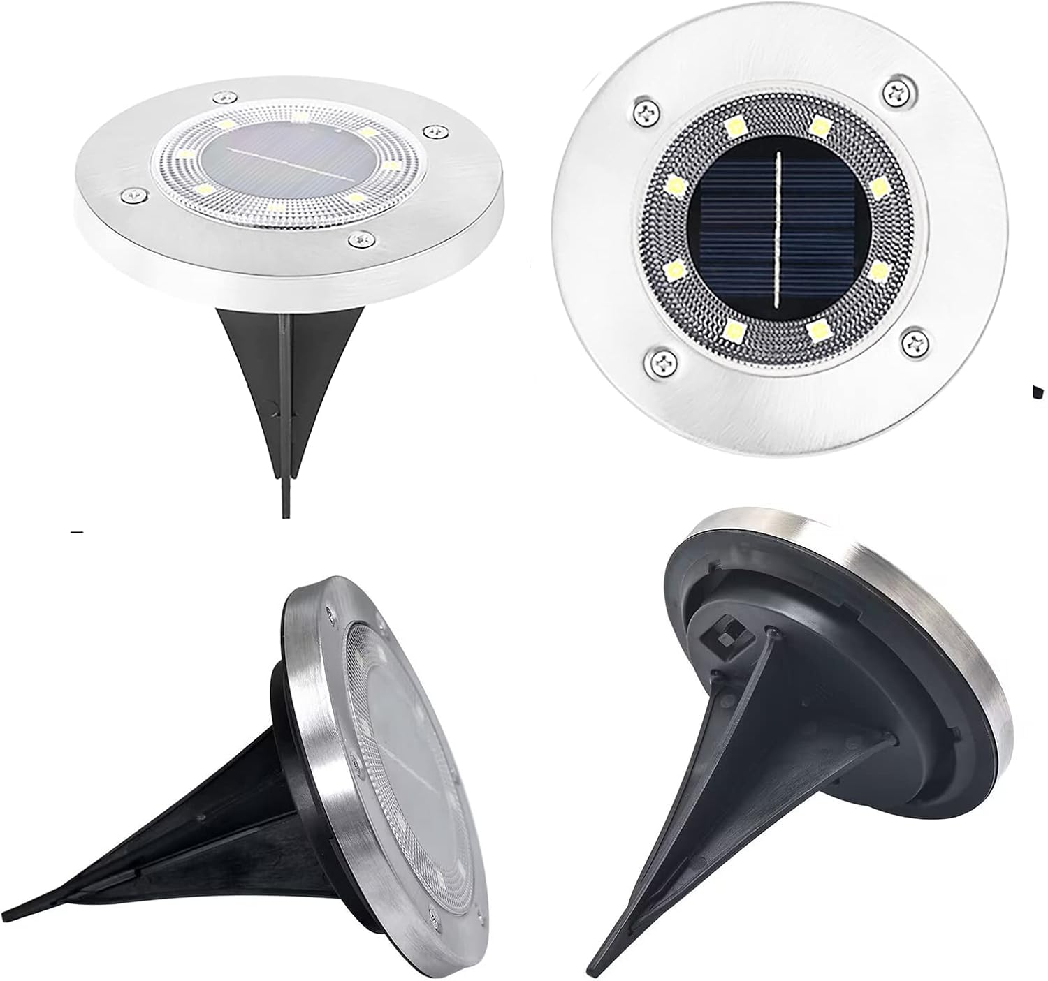 Solar Ground Lights, Outdoor Waterprood 8 LED Solar Powered Floor Landscape Light for Garden Pathway Walkway Patio- 4 Pack (White)