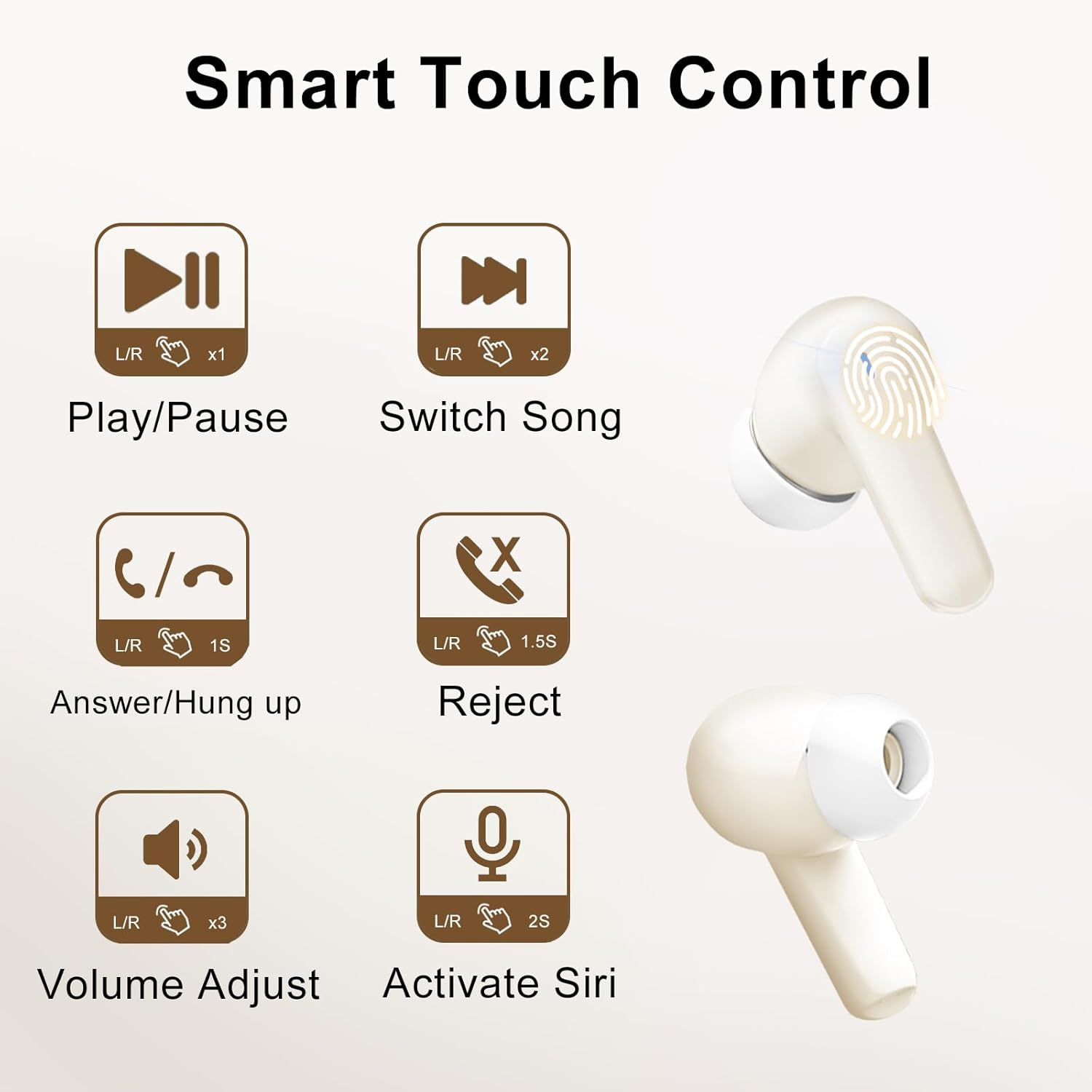 Dinow Wireless Bluetooth Headphones Beige image number 6