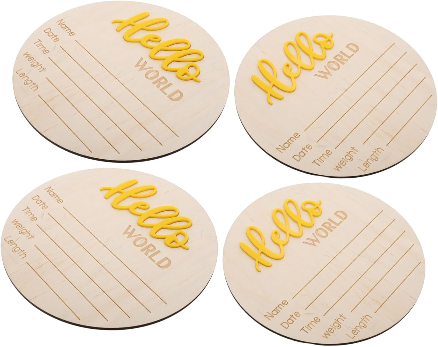 4Pcs Wooden Birth Announcement Sign Newborn Shower Welcome Sign Card Prop for Nursery Boy Girl image number 2