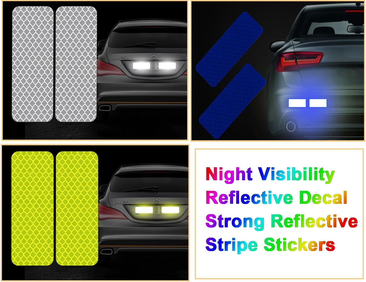 50Pcs Warning Reflective Stickers Safety Reflective Stickers, Night Warning Stickers,Waterproof Safety Warning Tape for Vehicle, Bicycles, Motorcycles, Reflective Stickers, Reflective Tape image number 5