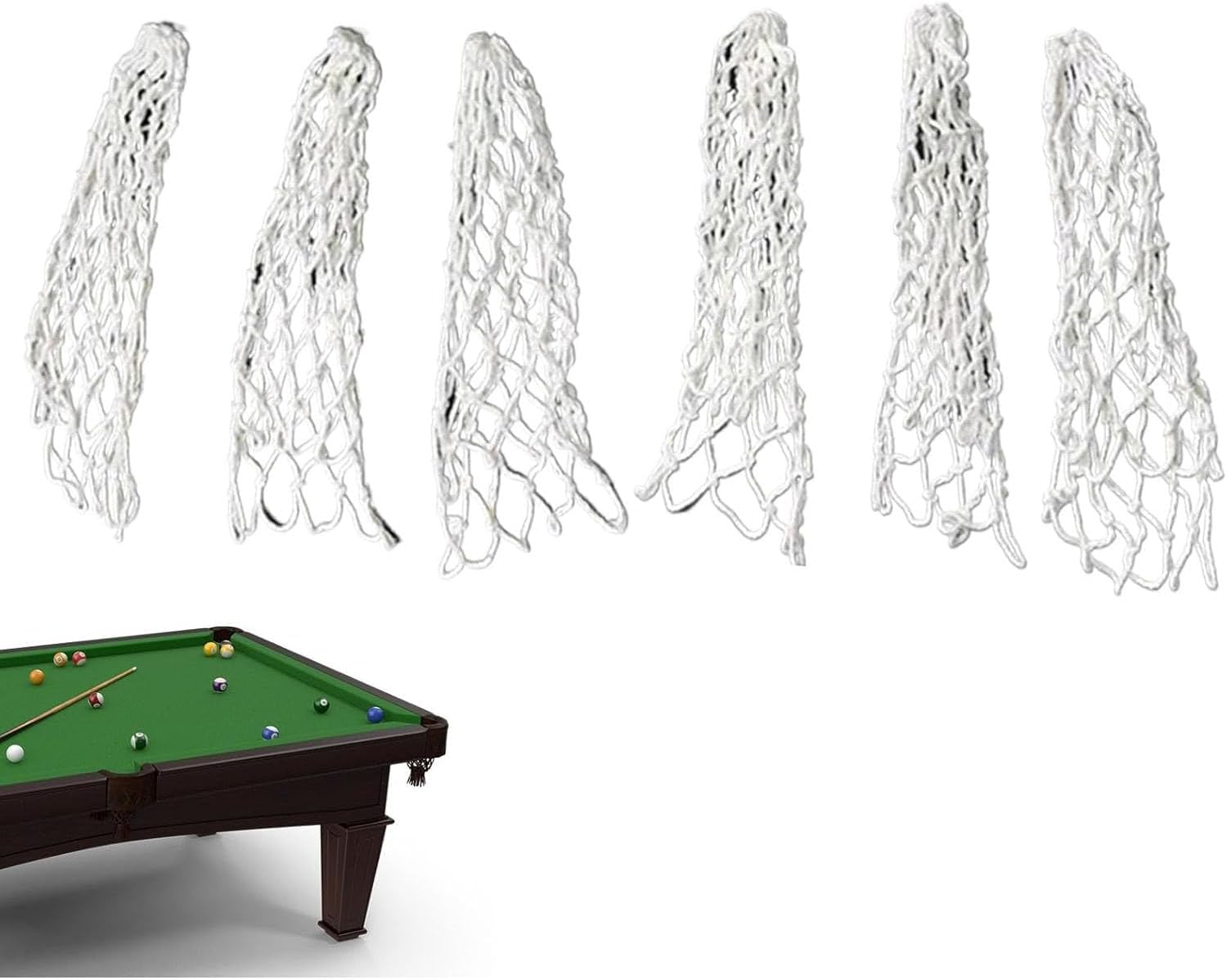 Billiards Table Pocket, 6Pcs/Set Billiards Mesh Pockets, Premium Nylon Durable Billiards Table Net, Tough and Tensile Ideal Accessories for Replacing Pool Table Pockets, Billiards Enthusiasts