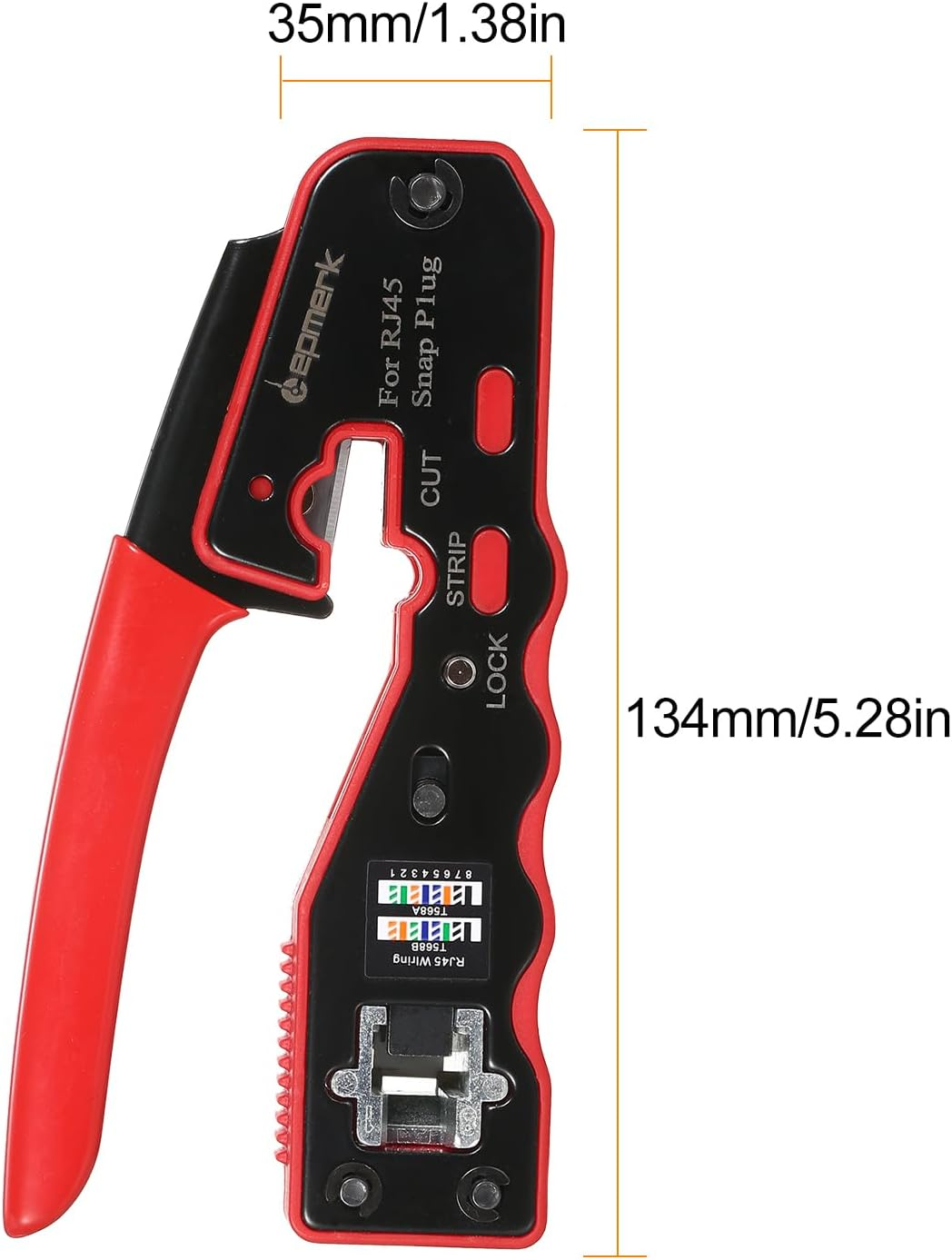 Rj45 Crimp Tool Kit,Rj45 Crimp Tool Kit All in One Pass through Crimping Tool for Cat5E Cat6 Cat6A Pass through Connector with 100Pcs Connectors 100Pcs Covers Network Cable Pliers Tester Blades image number 4