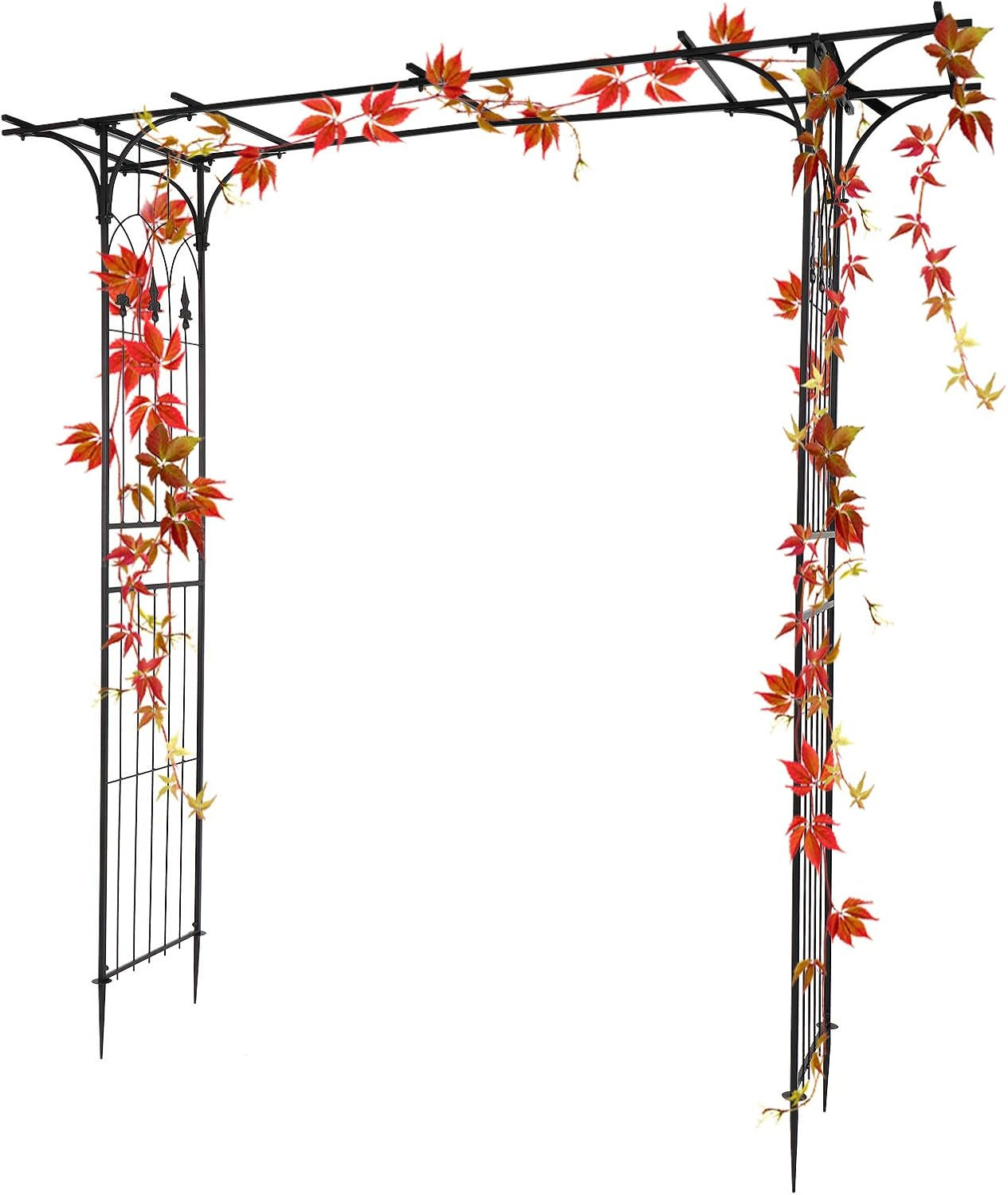 VINGLI Garden Arbor, Arch Archway for Wedding Ceremony Party, Steel Garden Trellis for Plant Climbing, Christmas Decorations Pergola for Backyard, Lawn (Black)