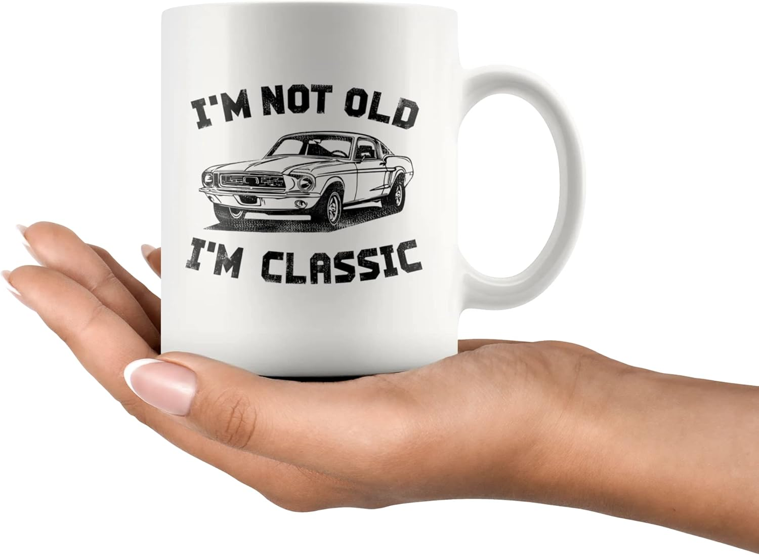 Panvola I'M Not Old I'M Classic Retirement Gift Mug Retired Senior Dad Father Grandpa Granddad Birthday Gifts for Car Lover Ceramic Cup 11 Oz White image number 1