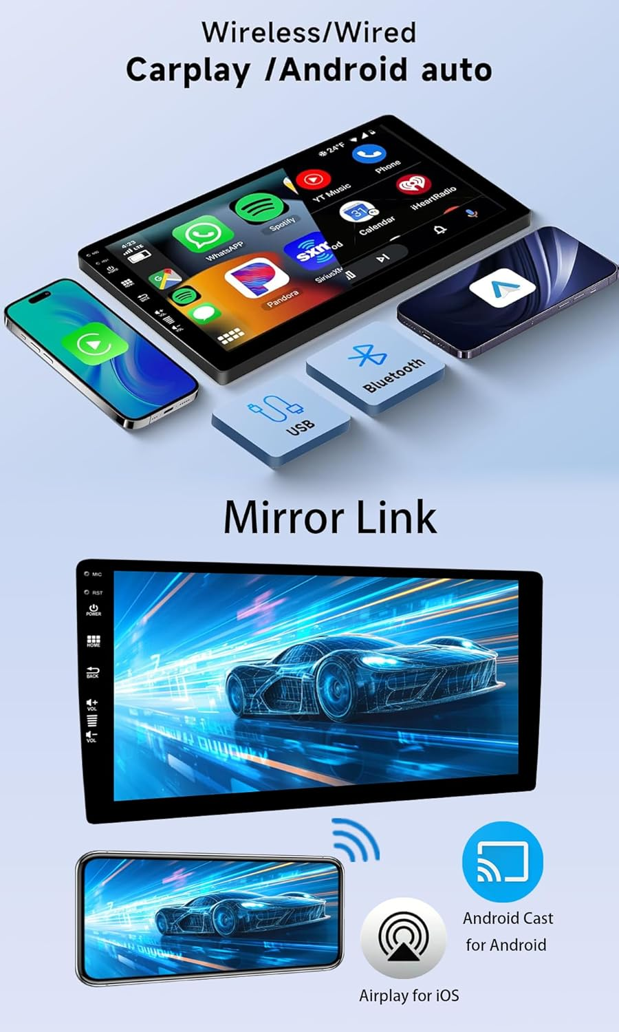 [6+128GB] Keconsing 9" Android 14 Autoradio for Mercedes Benz GL ML Class W164 X164 ML350 ML500 ML280 GL320 GL350 GL450 2005-2011 Radio Stereo Carplay, Wireless Car Play GPS Navi Screen Navigation image number 3