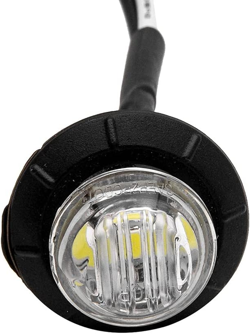 Baceyong 4Pcs 12V/24V 3/4" LED Side Marker Lights for Car Trailer Truck, Super Bright round White Indicator Lamps Replacement, White Lighting image number 5