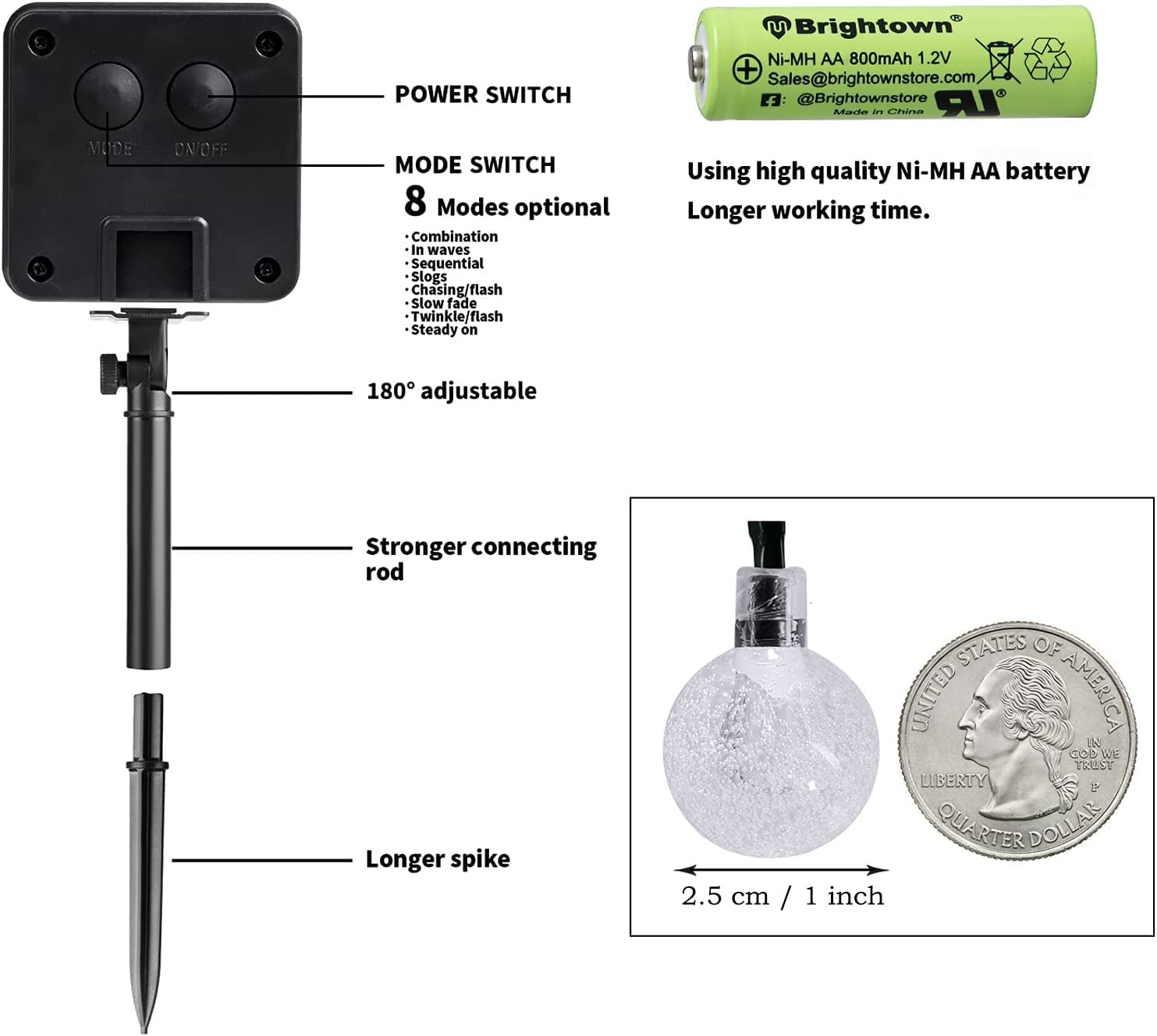 YOXUE LED Solar Ambient Lights, 42Ft/13M 100 LED 8 Mode Solar String Lights, Waterproof Solar Outdoor Christmas Lights for Garden, Patio, Fence, Balcony, Christmas Tree Decorations (Warm Colors) image number 4