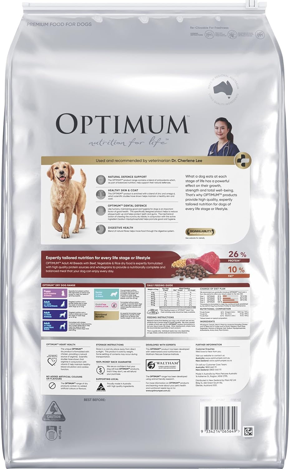 OPTIMUM Adult Dry Dog Food Beef, Veg & Rice 15Kg image number 1