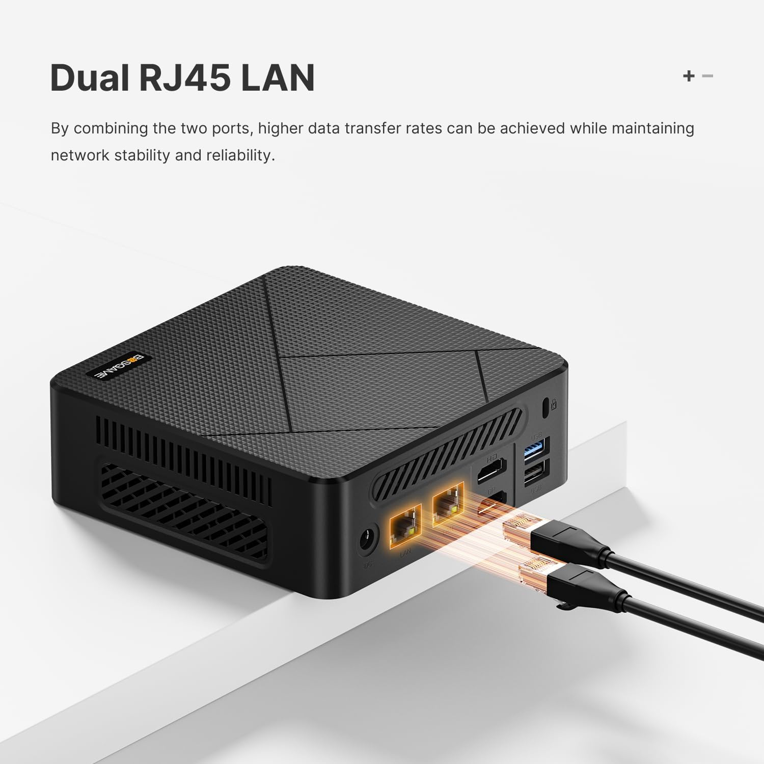 MINI PC BOSGAME E4 Mini PC Windows 11 Pro АМD Ryzen 5 3550H 16GB DDR4 RAM 512GB M.2 Nvme SSD Mini Computer | Triple Display | USB 3.2 Gen1 | Wi-Fi 5 | Dual RJ45 LAN image number 4