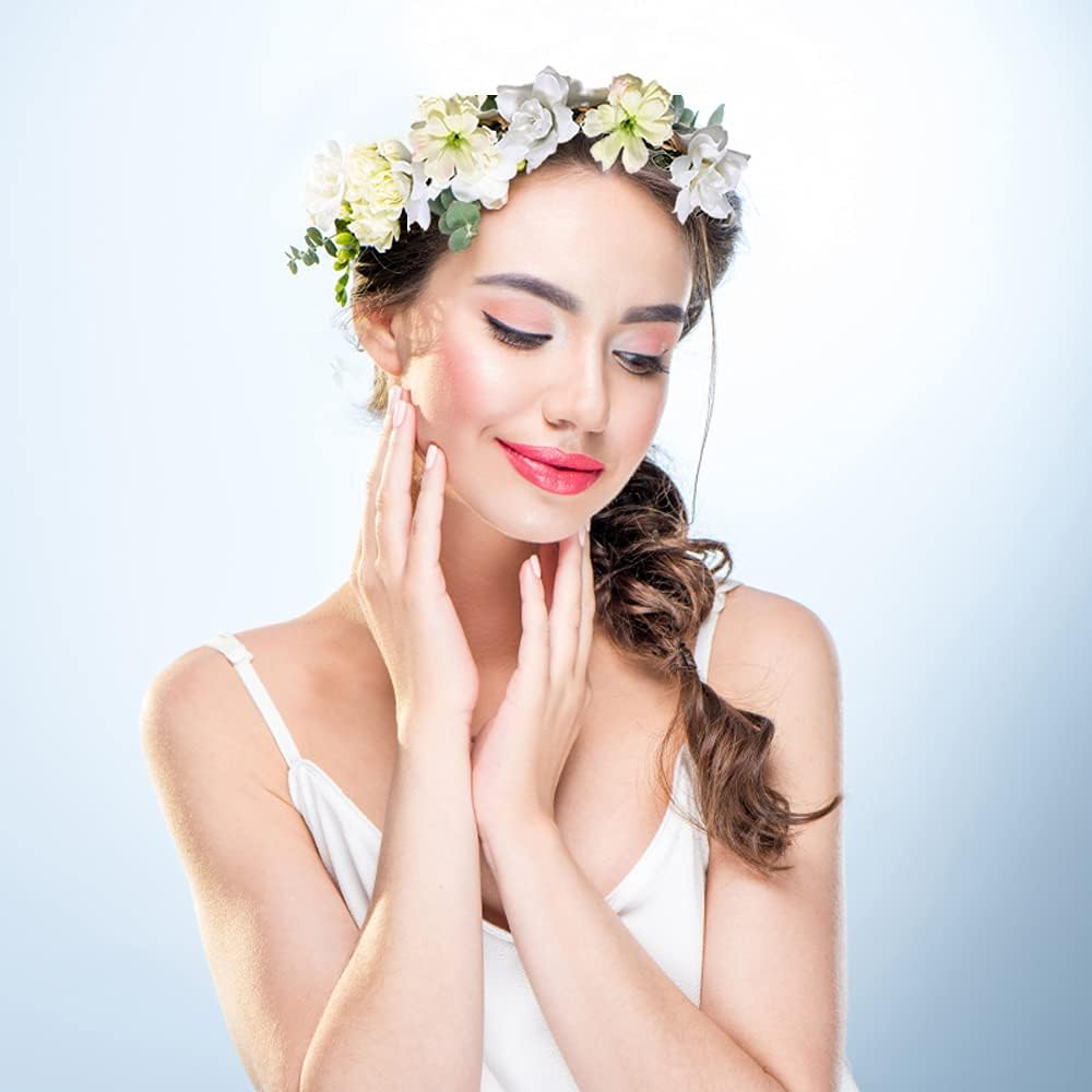 Gmedhc Bohemian Headpiece, 6 Pieces Floral Headband Wreath, Communion Garland Headpiece, Artificial Flower Headbands for Women Festival, Garland Hair Band for Women Girls Wedding Festival Party