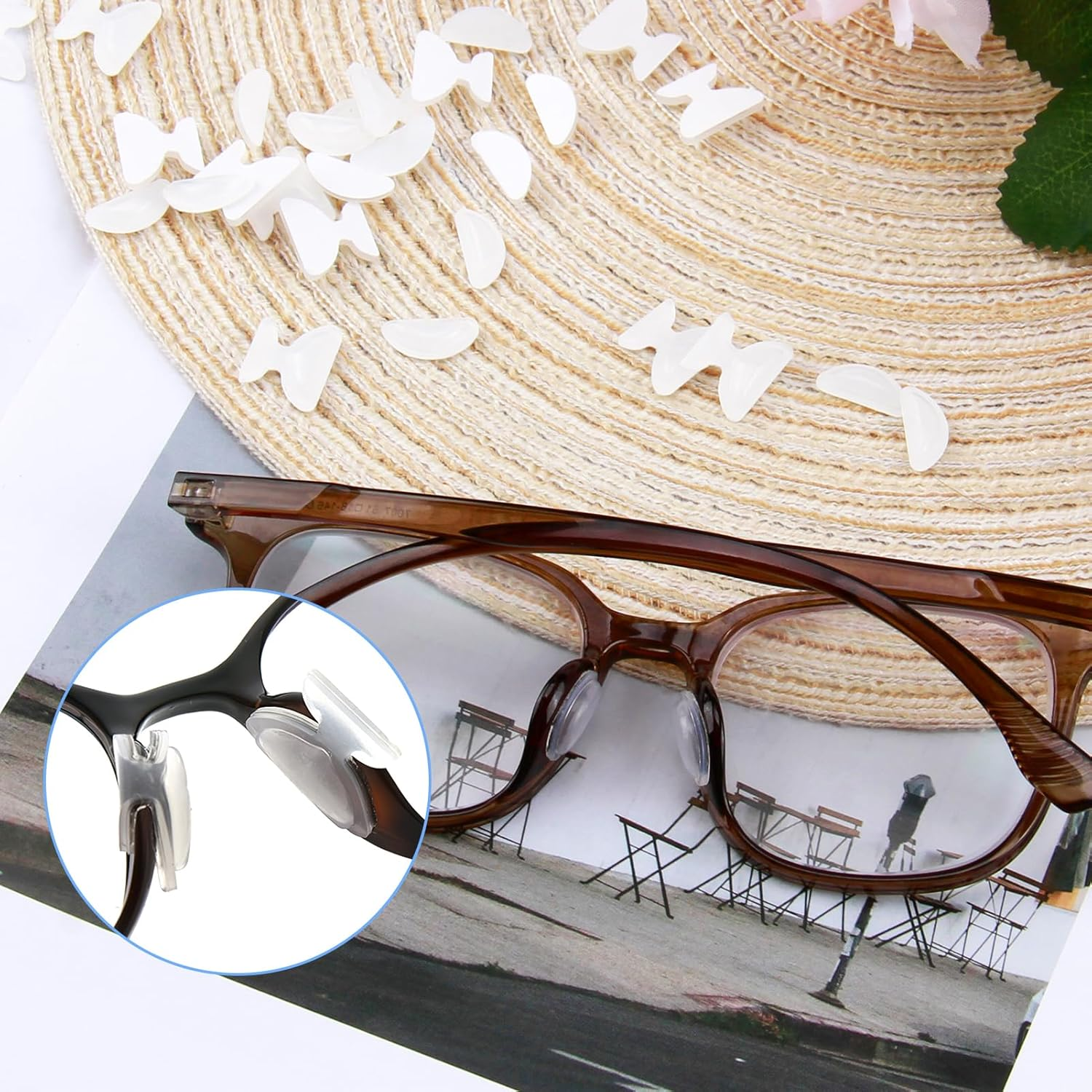 20 Pairs Eyeglass Nose Pads, Clear Silicone Anti-Slip Adhesive Nose Cushions for Glasses, Comfortable Fit for Sunglasses & Optical Frames (Includes 2 Styles) image number 4