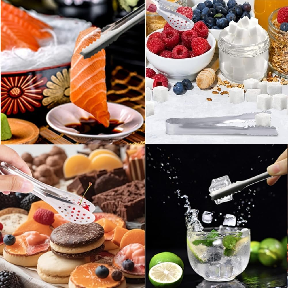 Jindizi 12 Pack Premium Small Serving Tongs, Stainless Steel Mini Tongs， Small Sugar Tongs Tiny Kitchen Tongs, Serving Appetizers Tongs for Party Coffee Tea Wine Ice Salad Desserts Etc. image number 2