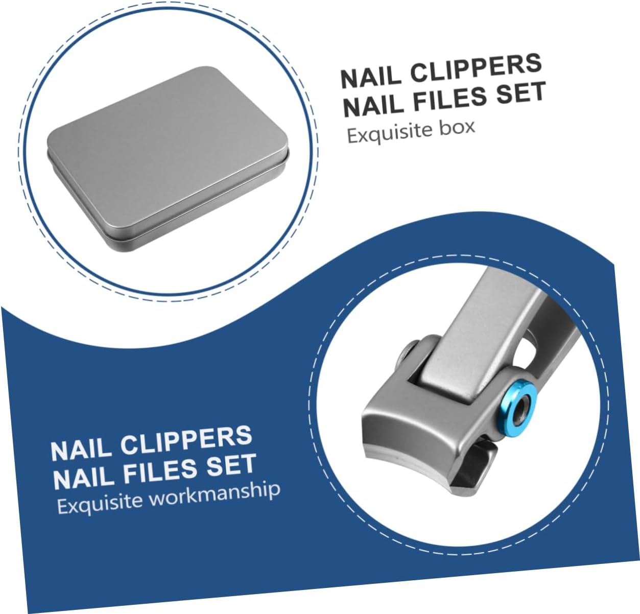 Healvian 6Pcs Manicure Set Oversized Nail Clippers Nail Files Cuticle Pusher for Men Women Ages